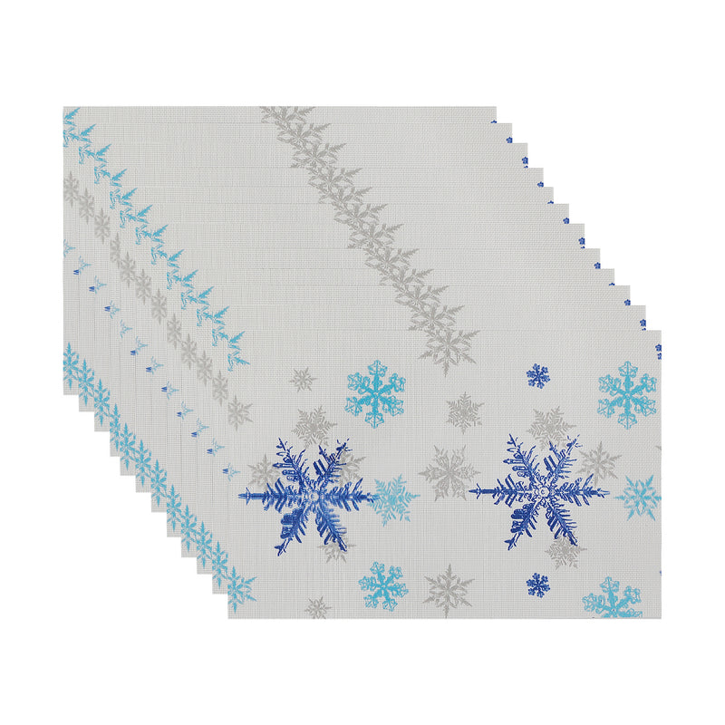 Vinyl Placemat (Blue Snowflakes) - Set of 12