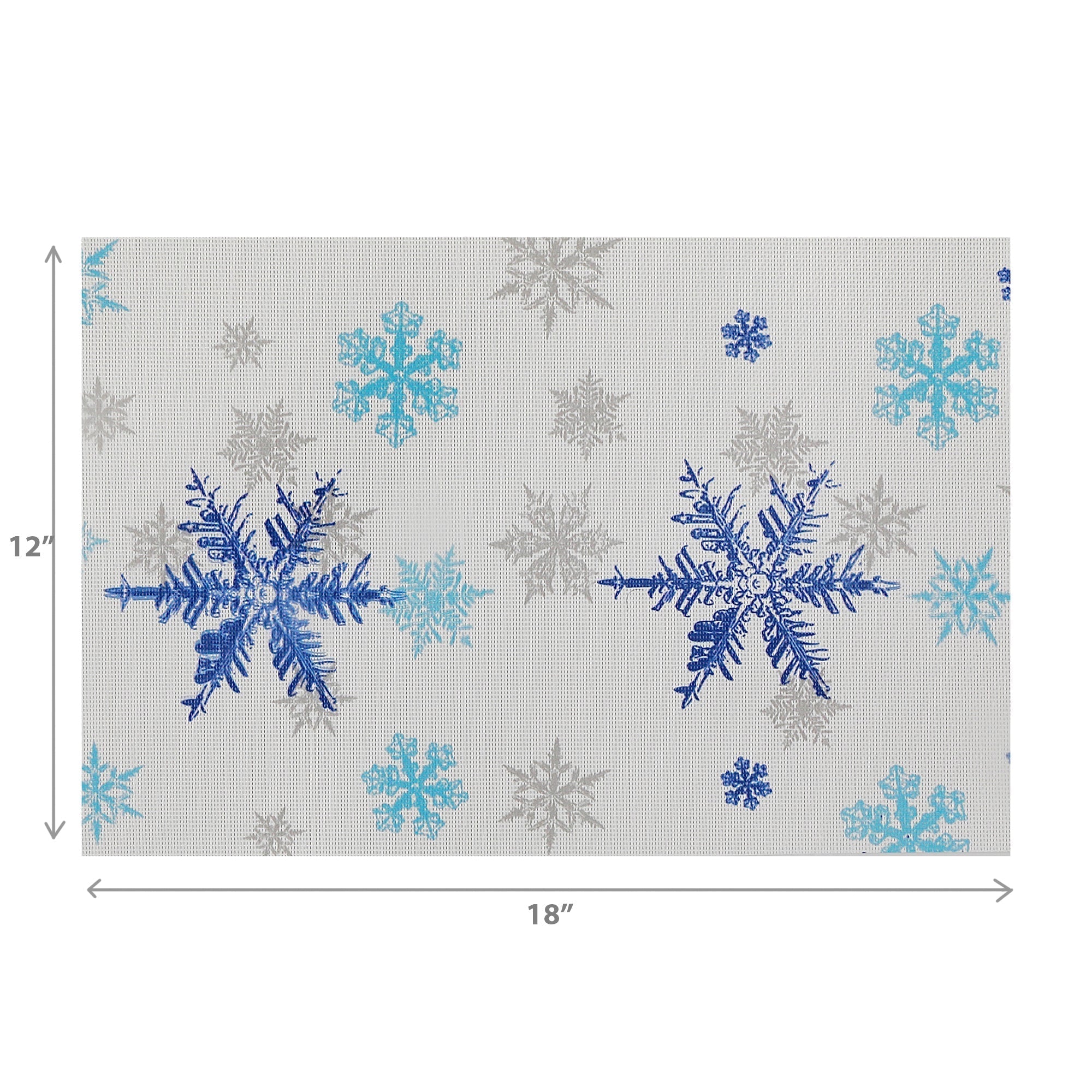 Vinyl Placemat Set of 12 Blue Snowflakes – Christmas Table Decor, Holiday Dining Accent, Winter Seasonal Decoration