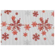 Vinyl Placemat Set of 12 Red Snowflakes – Christmas Table Decor, Holiday Dining Accent, Winter Seasonal Decoration