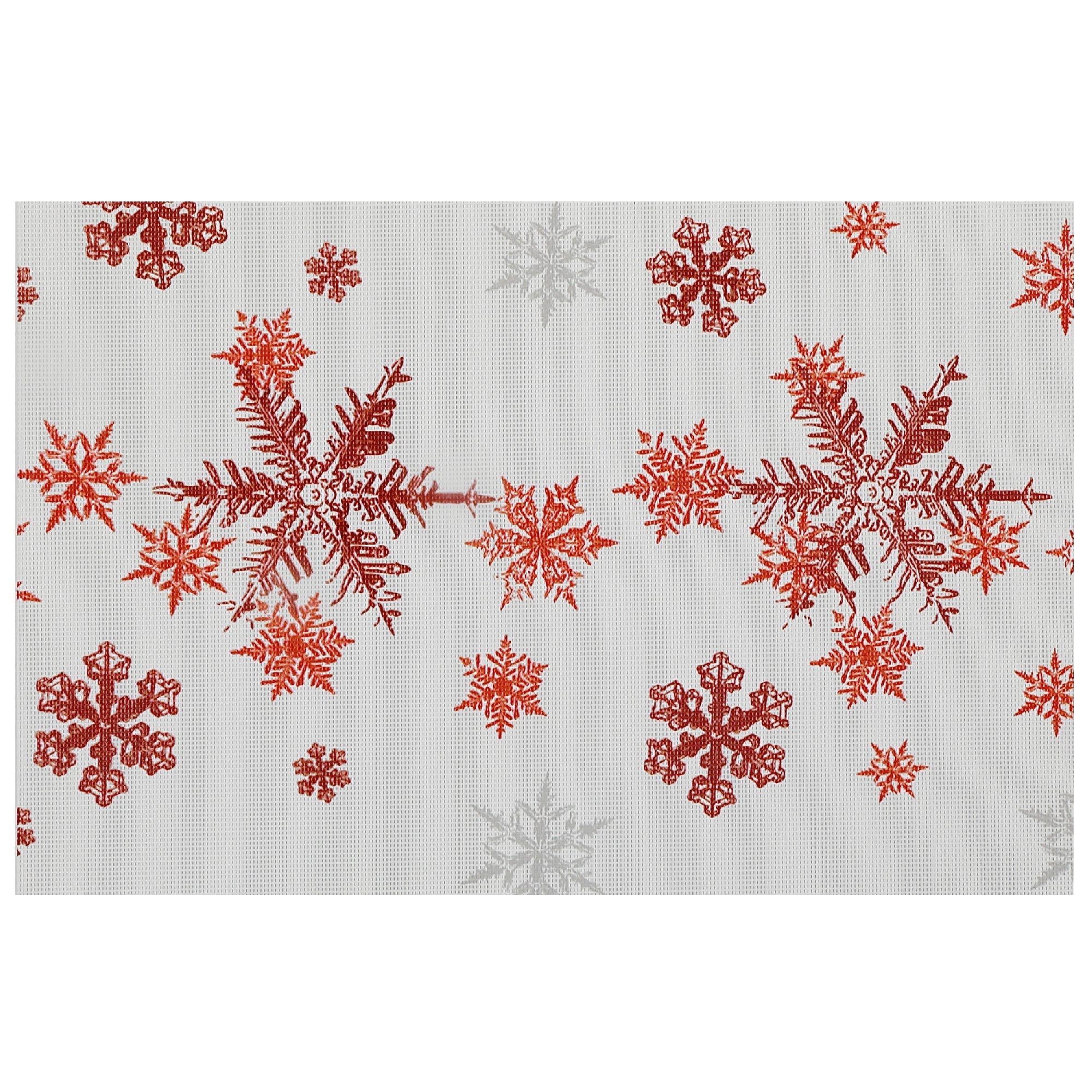 Vinyl Placemat Set of 12 Red Snowflakes – Christmas Table Decor, Holiday Dining Accent, Winter Seasonal Decoration