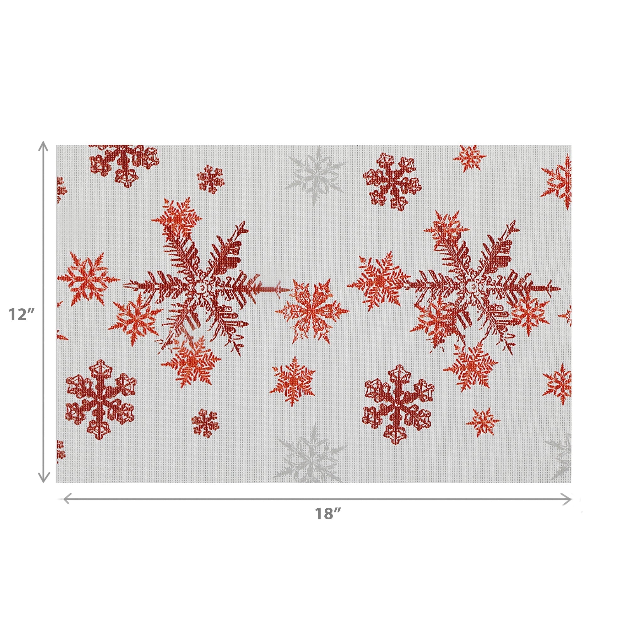 Vinyl Placemat Set of 12 Red Snowflakes – Christmas Table Decor, Holiday Dining Accent, Winter Seasonal Decoration