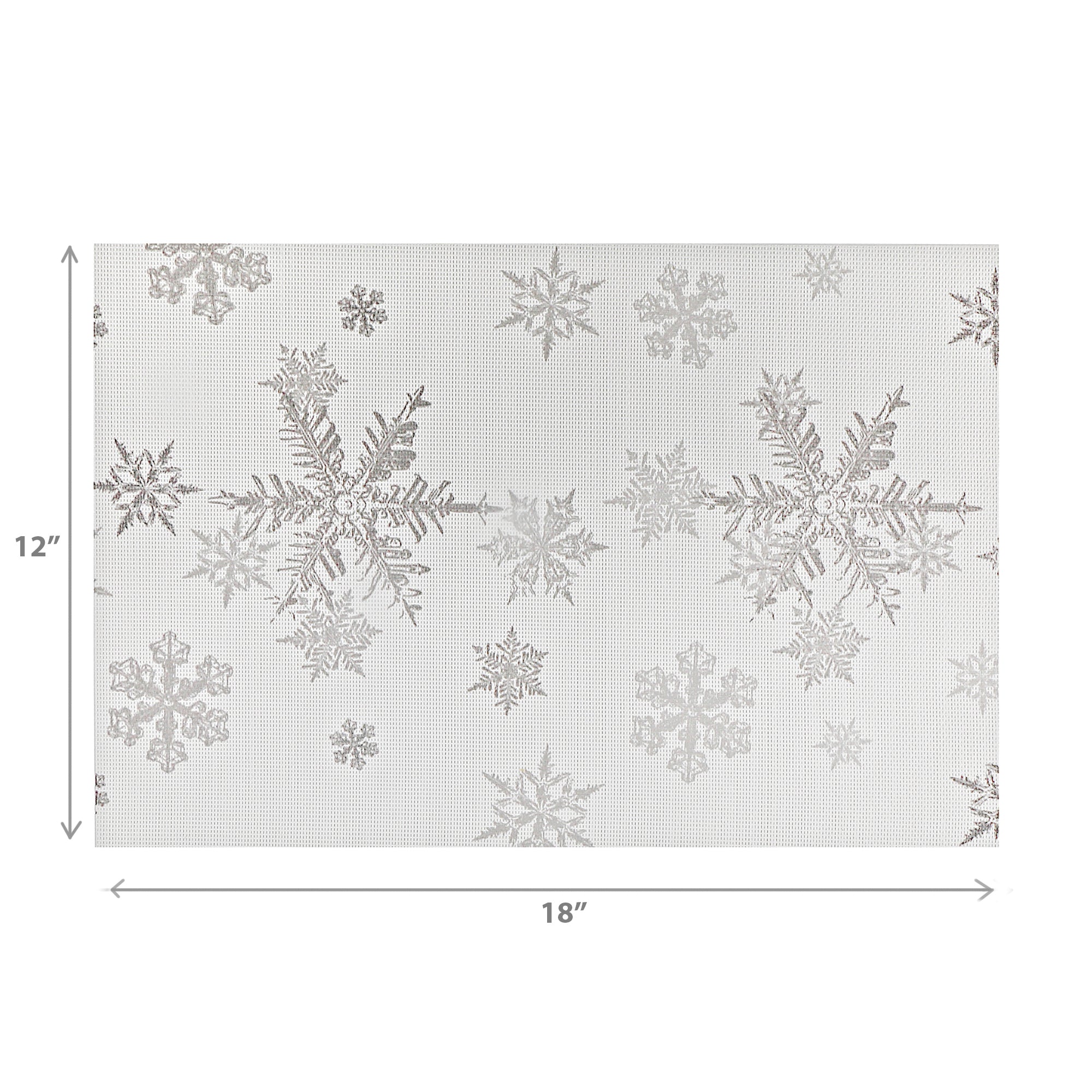 Vinyl Placemat Set of 12 Silver Snowflakes – Christmas Table Decor, Holiday Dining Accent, Winter Seasonal Decoration