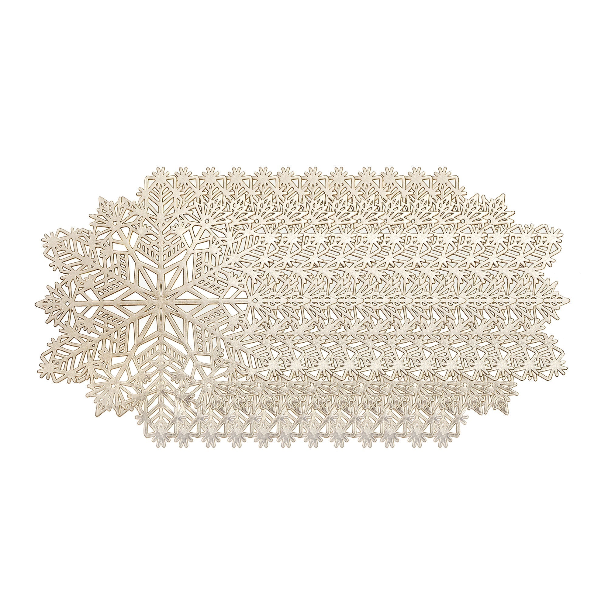 PVC Cut Out Snowflake Placemat Set of 12 Gold – Christmas Table Decor, Holiday Dining Accent, Winter Seasonal Decoration