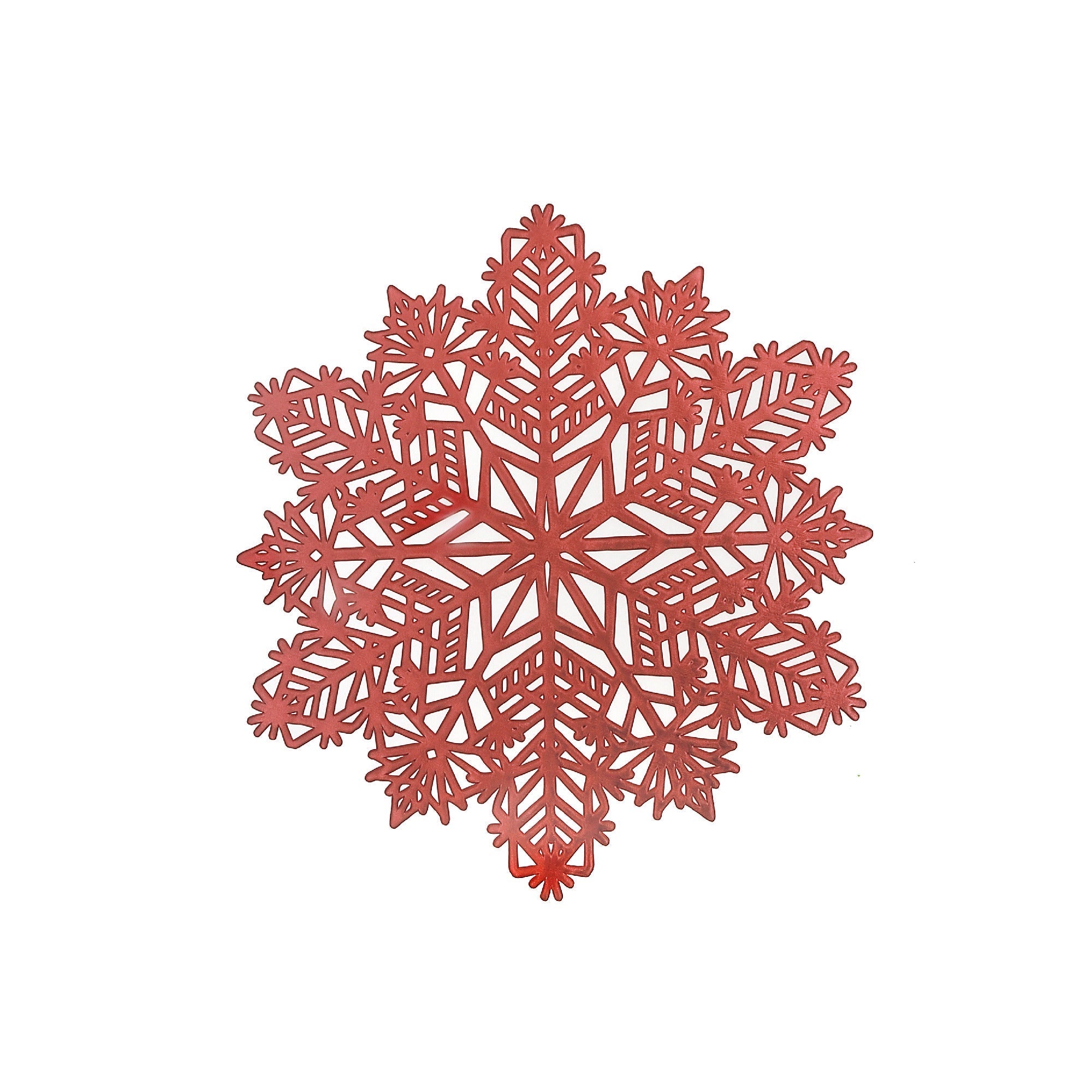 PVC Cut Out Snowflake Placemat Set of 12 Red – Christmas Table Decor, Holiday Dining Accent, Winter Seasonal Decoration