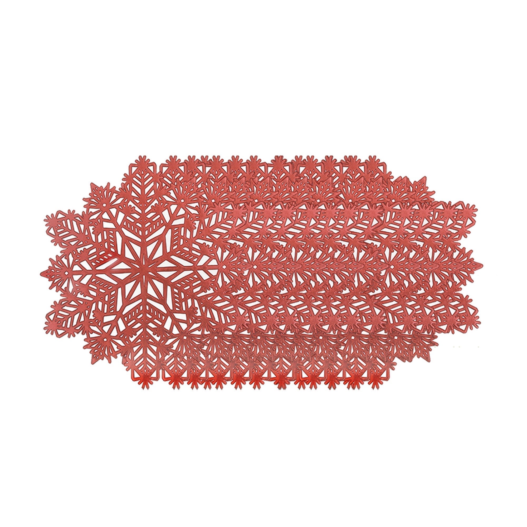 PVC Cut Out Snowflake Placemat Set of 12 Red – Christmas Table Decor, Holiday Dining Accent, Winter Seasonal Decoration