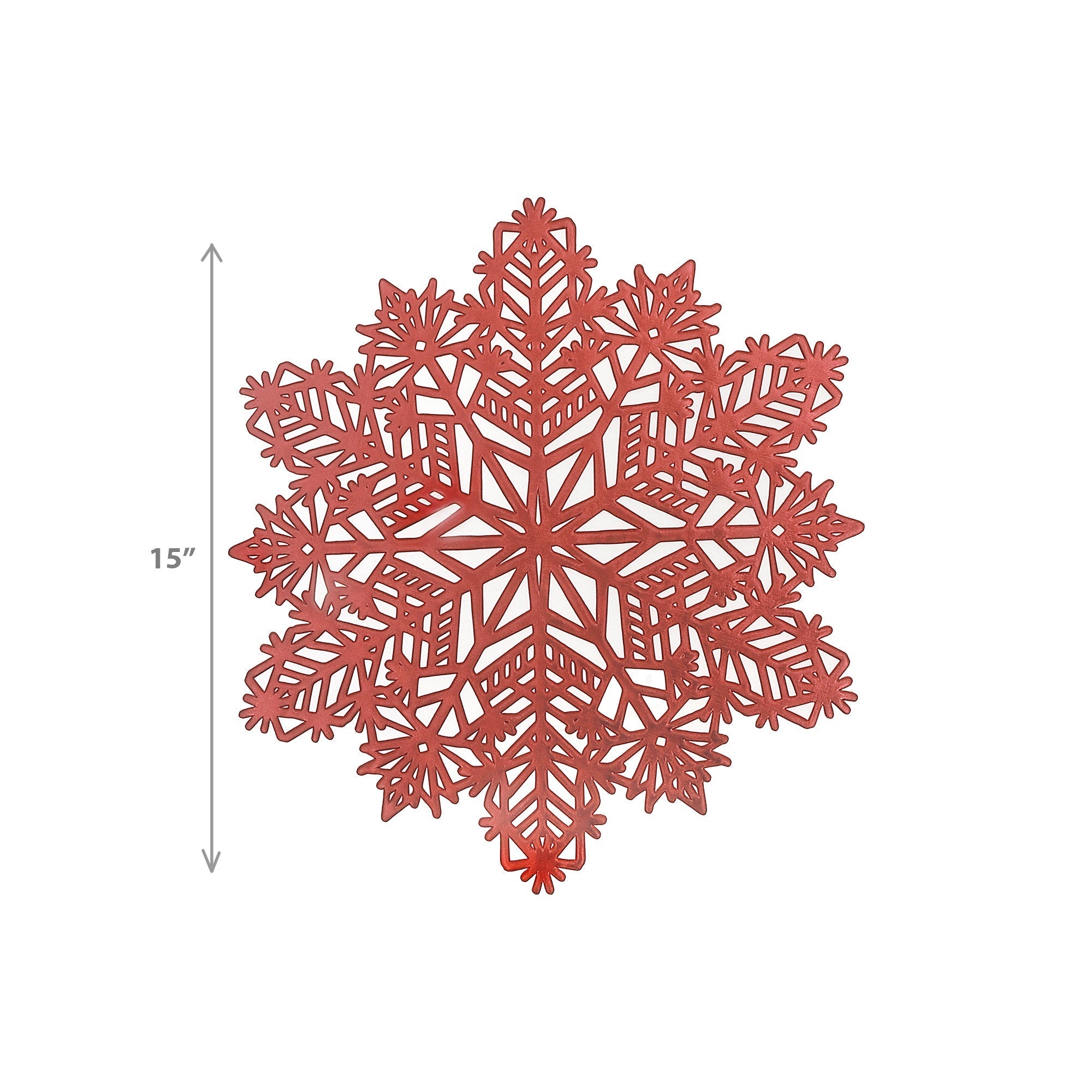 PVC Cut Out Snowflake Placemat Set of 12 Red – Christmas Table Decor, Holiday Dining Accent, Winter Seasonal Decoration