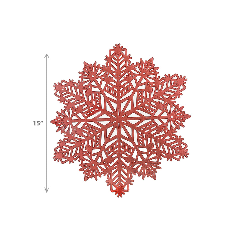Pvc Cut Out Snowflake Placemat (Red) - Set of 12