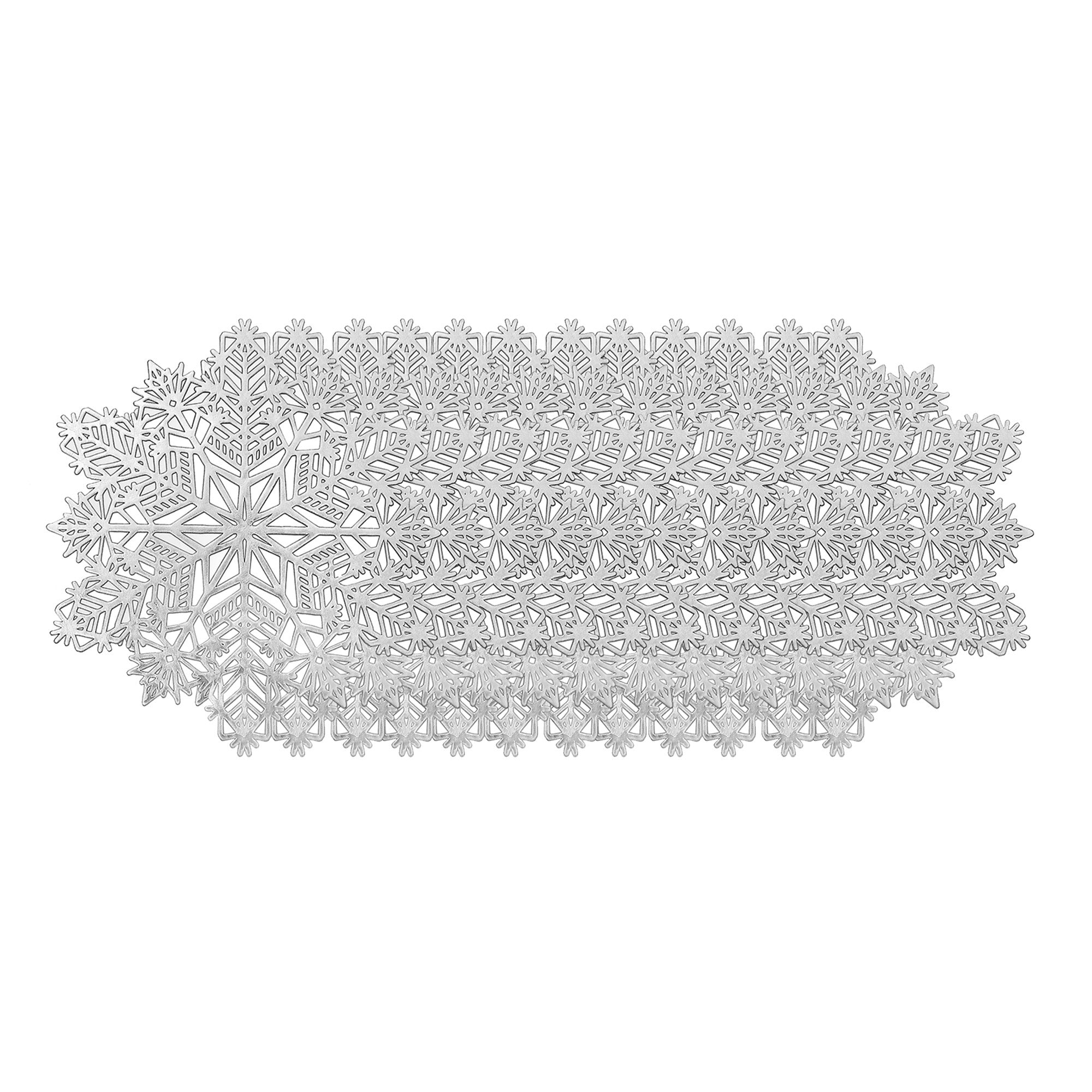 PVC Cut Out Snowflake Placemat Set of 12 Silver – Christmas Table Decor, Holiday Dining Accent, Winter Seasonal Decoration