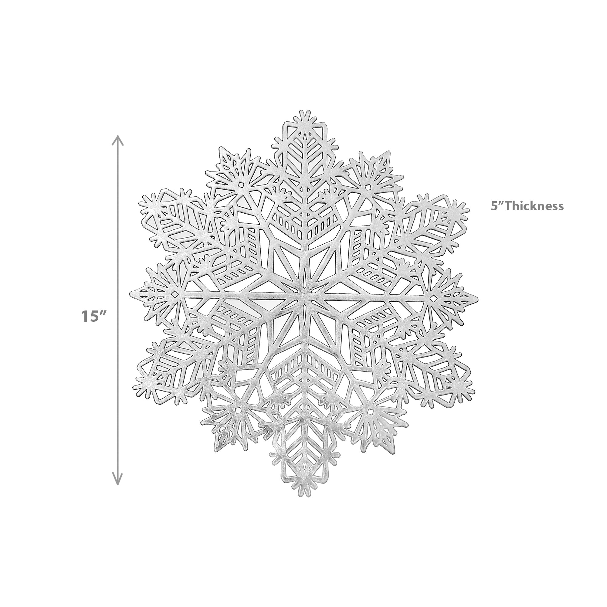 PVC Cut Out Snowflake Placemat Set of 12 Silver – Christmas Table Decor, Holiday Dining Accent, Winter Seasonal Decoration