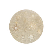 PVC Round Cut Out Snowflake Placemat Set of 12 Gold – Christmas Table Decor, Holiday Dining Accent, Winter Seasonal Decoration