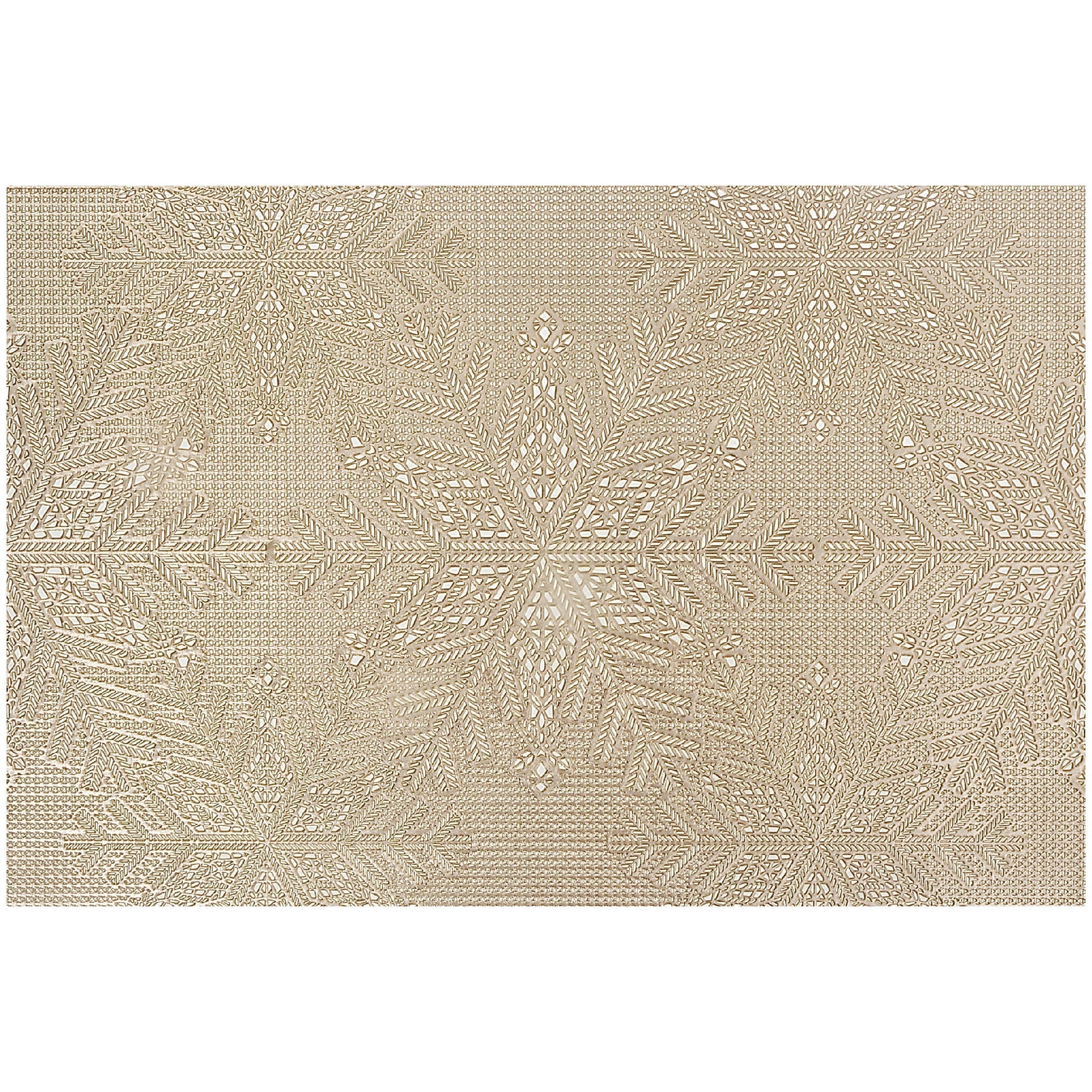 PVC Rectangular Cut Out Snowflake Placemat Set of 12 Gold – Christmas Table Decor, Holiday Dining Accent, Winter Seasonal Decoration