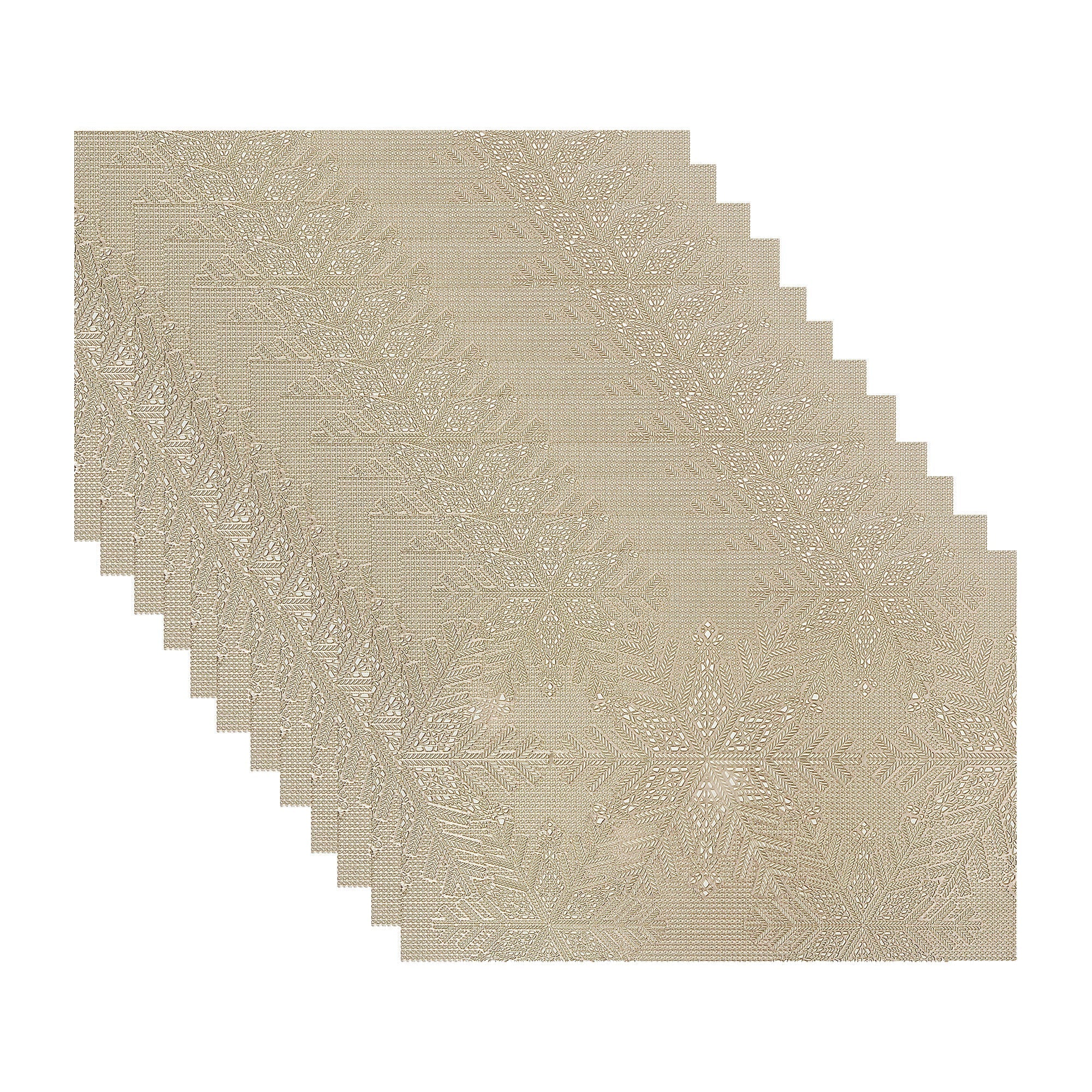 PVC Rectangular Cut Out Snowflake Placemat Set of 12 Gold – Christmas Table Decor, Holiday Dining Accent, Winter Seasonal Decoration