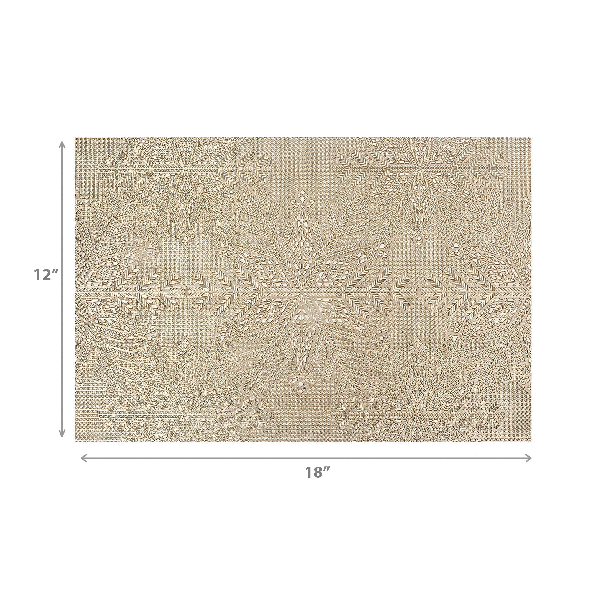 PVC Rectangular Cut Out Snowflake Placemat Set of 12 Gold – Christmas Table Decor, Holiday Dining Accent, Winter Seasonal Decoration