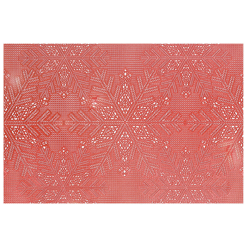 Pvc Rect. Cut Out Snowflake Placemat (Red) - Set of 12