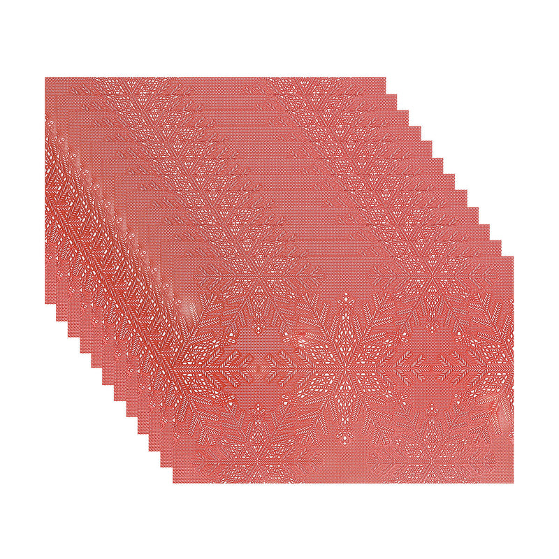 Pvc Rect. Cut Out Snowflake Placemat (Red) - Set of 12