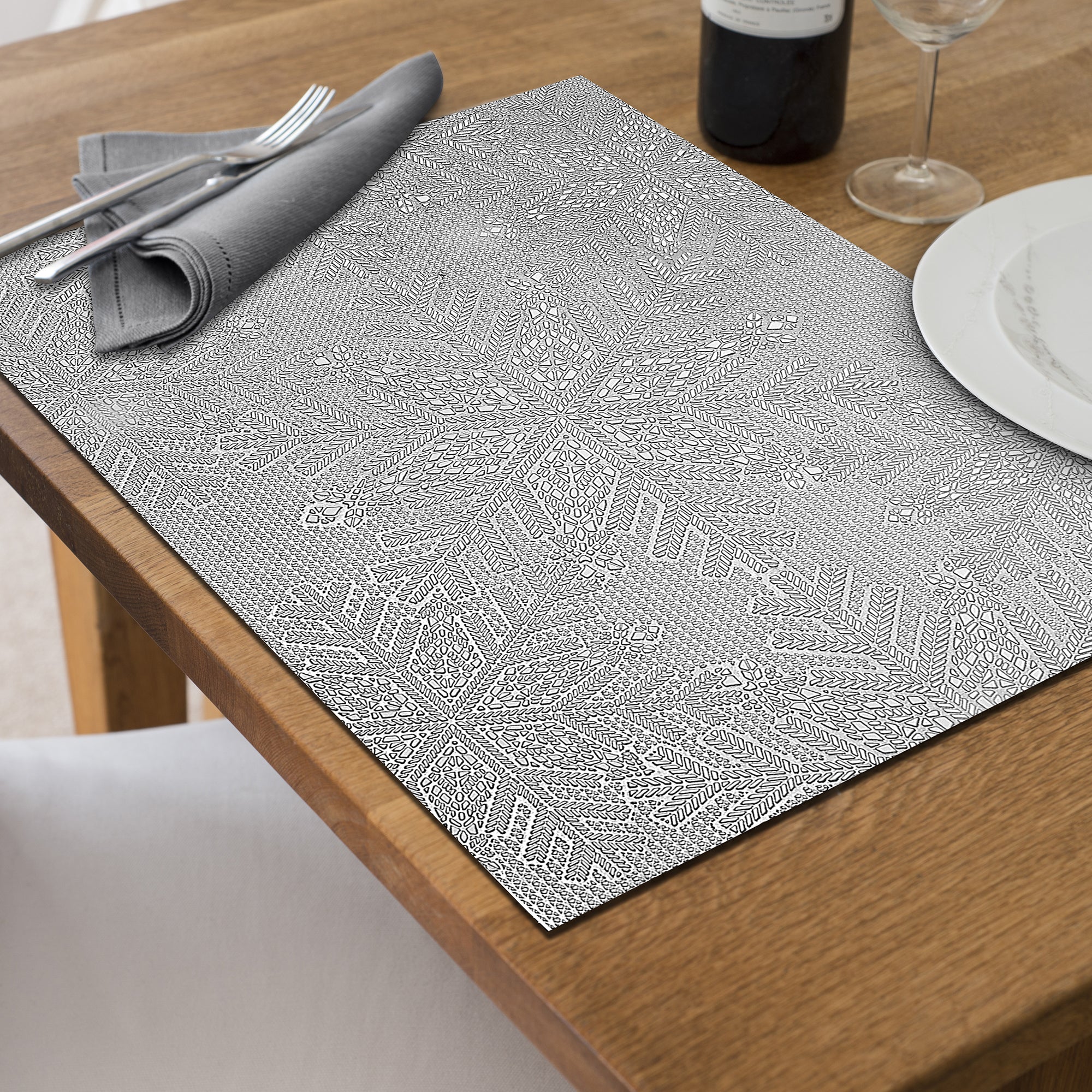 PVC Rectangular Cut Out Snowflake Placemat Set of 12 Silver – Christmas Table Decor, Holiday Dining Accent, Winter Seasonal Decoration