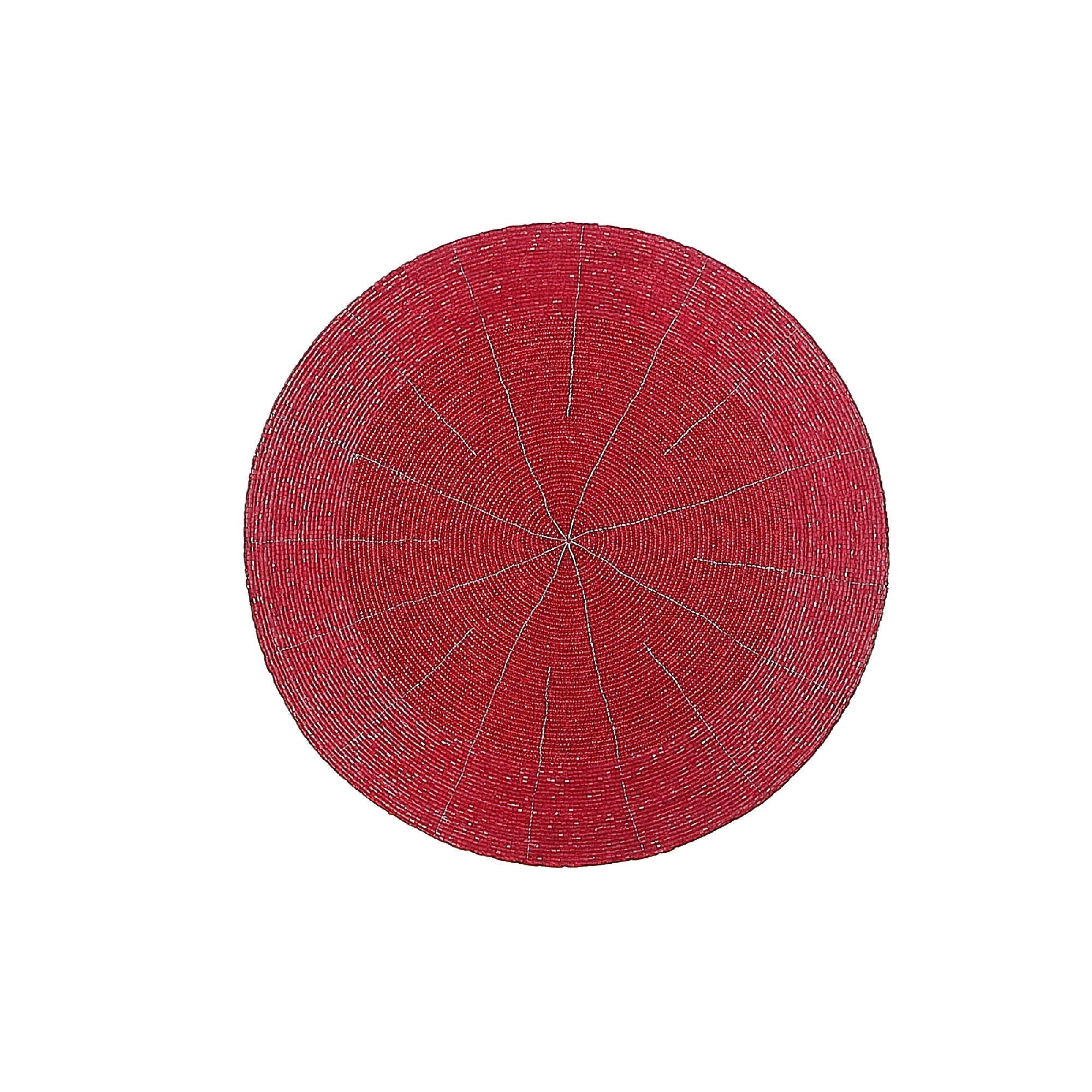 Christmas Beaded Round Placemat Red Set Of 4, Holiday Table Decor, Festive Dining Accent