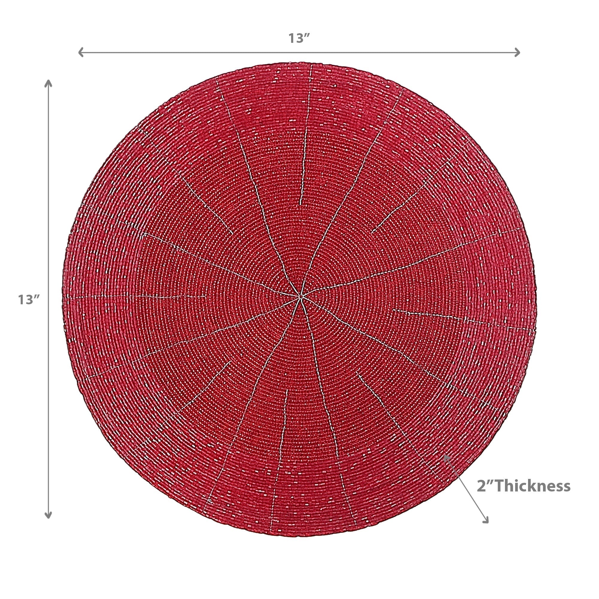 Christmas Beaded Round Placemat Red Set Of 4, Holiday Table Decor, Festive Dining Accent