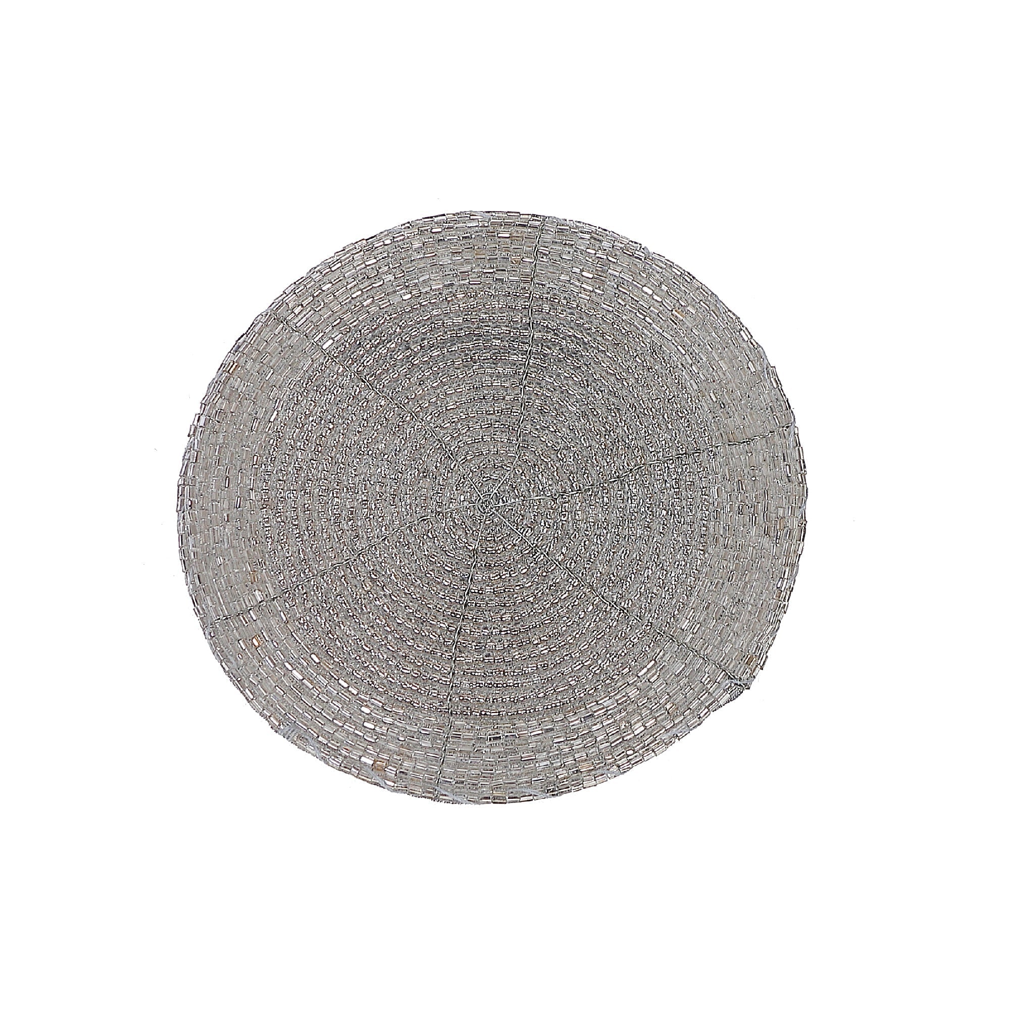 Christmas Beaded Round Coaster Silver Set Of 6, Holiday Drinkware, Festive Table Coasters