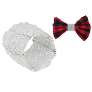 Christmas White Beaded Napkin Ring Set Of 8, Holiday Table Decor, Festive Dining Accent