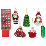 48 Piece Assorted Glass Ornaments in Display, Holiday Decor