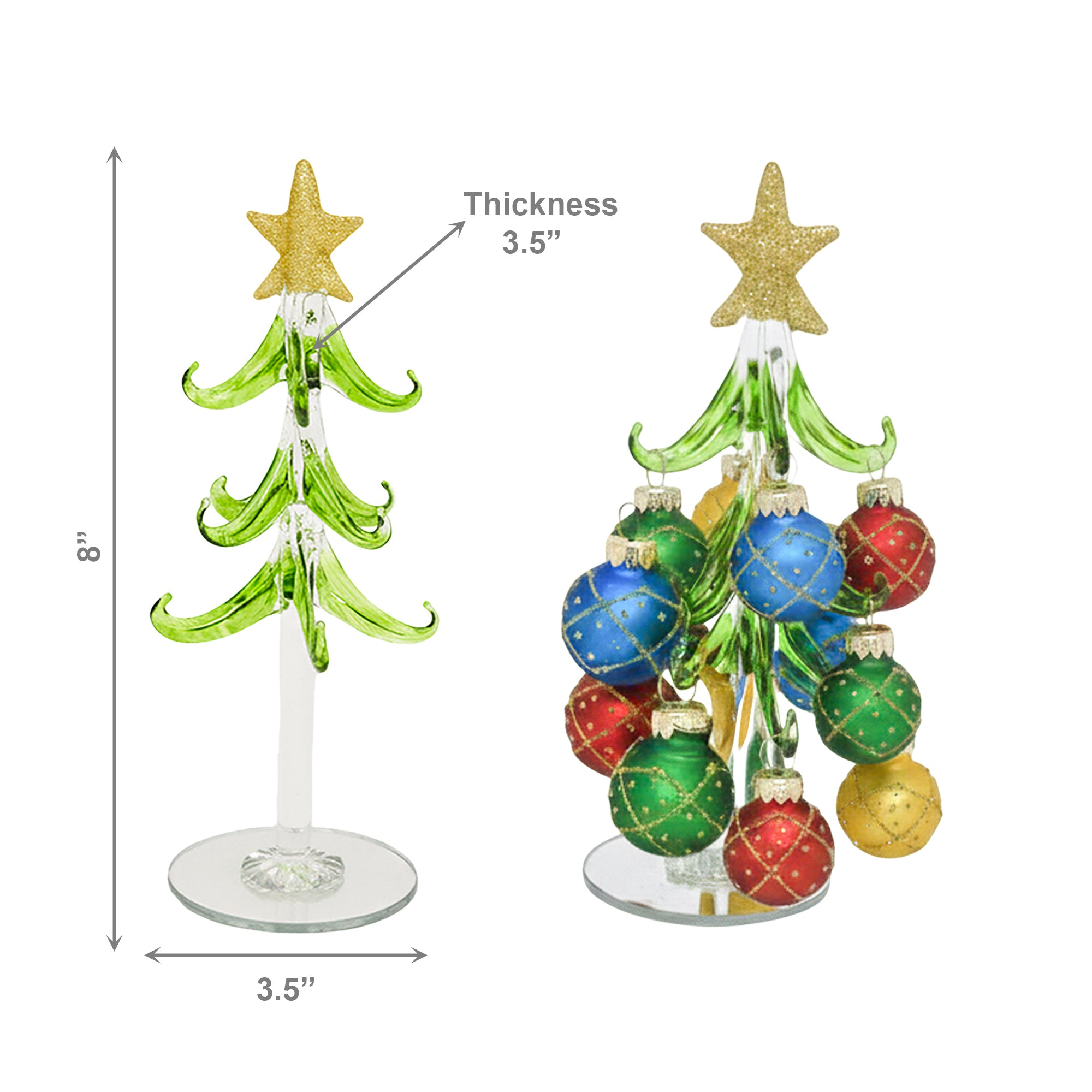8" Glass Tree with Hanging Ornaments Stand Diamond, Christmas, Ornament, Holiday Decor