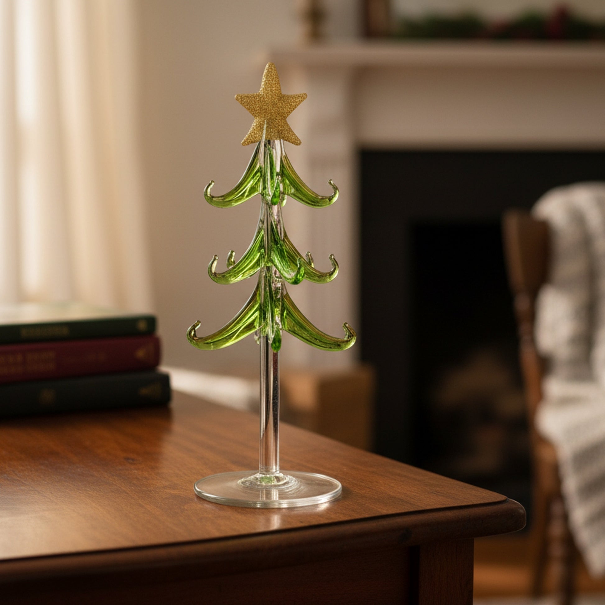 8" Glass Tree with Hanging Ornaments Stand Diamond, Christmas, Ornament, Holiday Decor