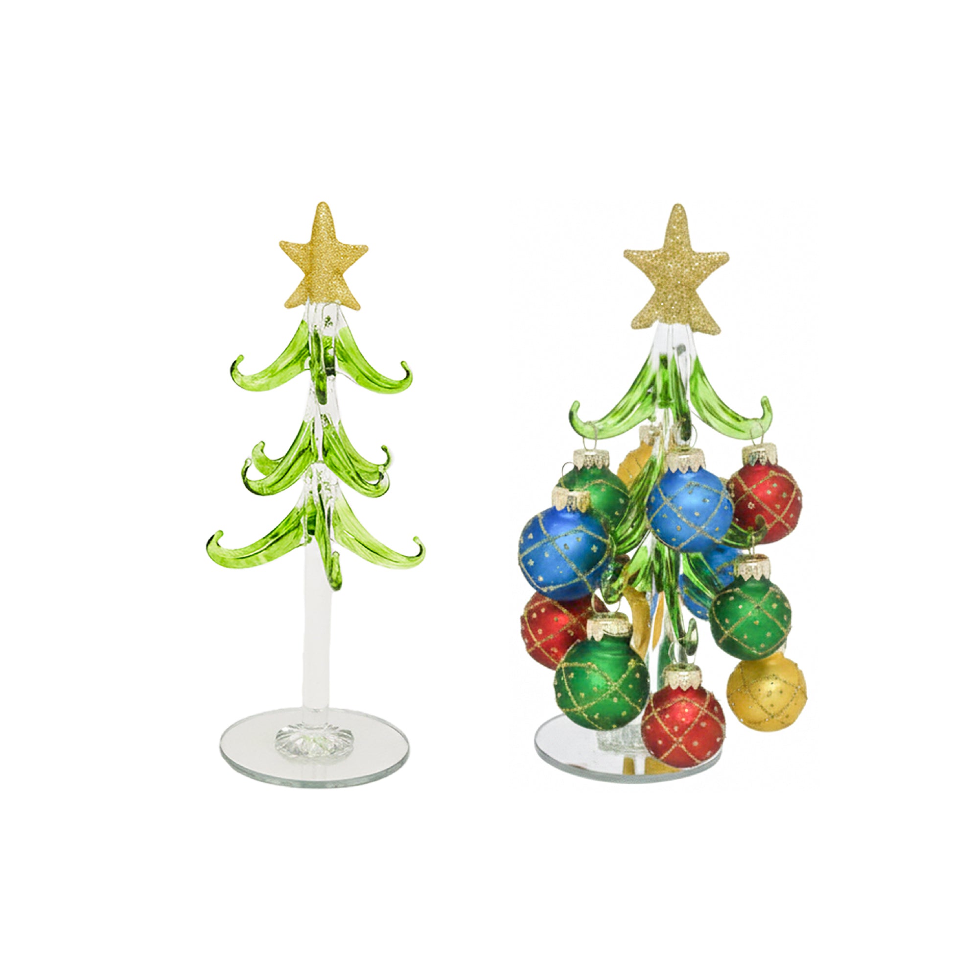 8" Glass Tree with Hanging Ornaments Stand Diamond, Christmas, Ornament, Holiday Decor