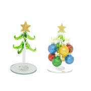 4.75" Glass Tree with Hanging Ornaments Stand Diamond, Christmas, Ornament, Holiday Decor