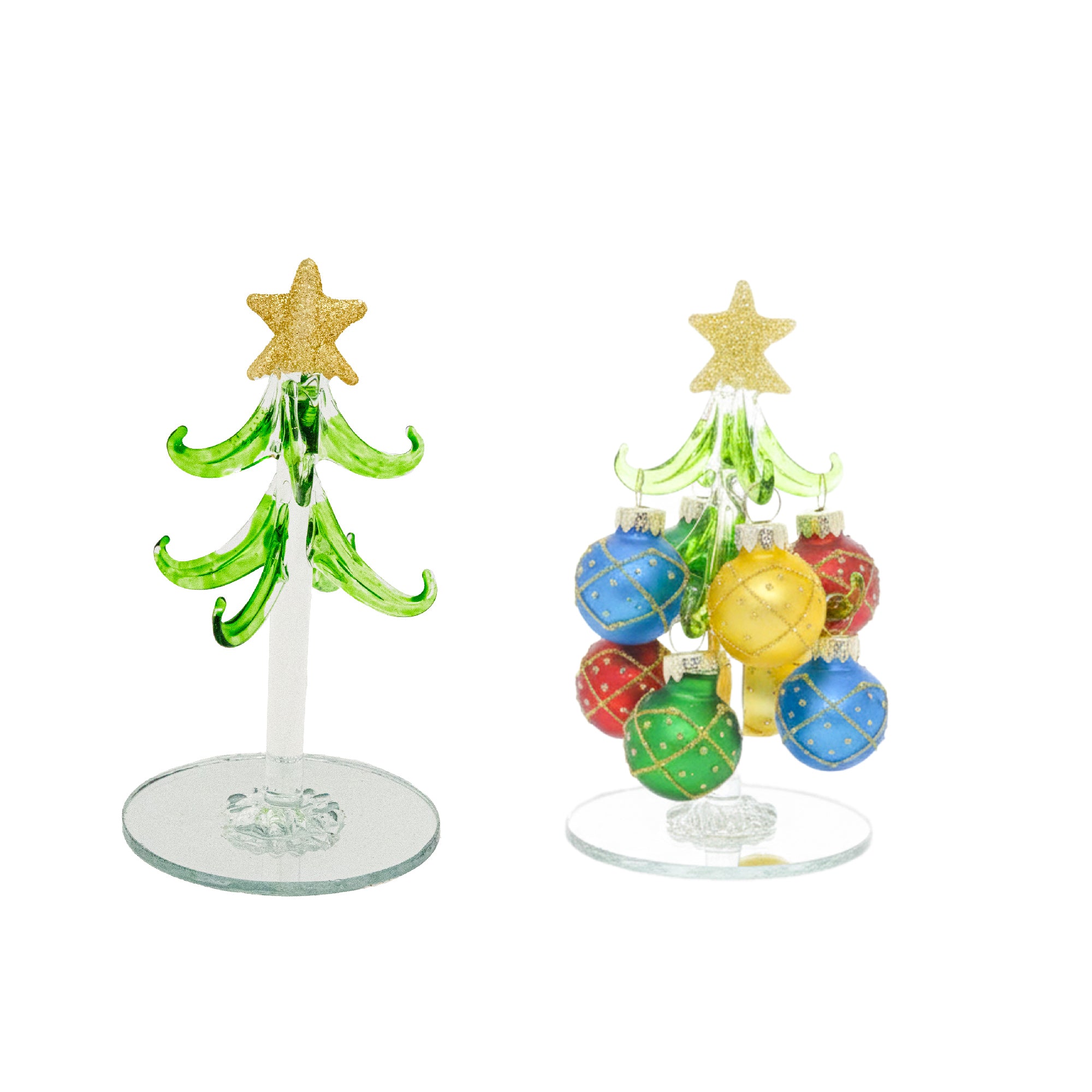 4.75" Glass Tree with Hanging Ornaments Stand Diamond, Christmas, Ornament, Holiday Decor