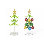 8" Glass Tree with Hanging Ornaments Stand Snowflake, Christmas, Ornament, Holiday Decor