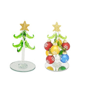 4.75" Glass Tree with Hanging Ornaments Stand Snowflake, Christmas, Ornament, Holiday Decor