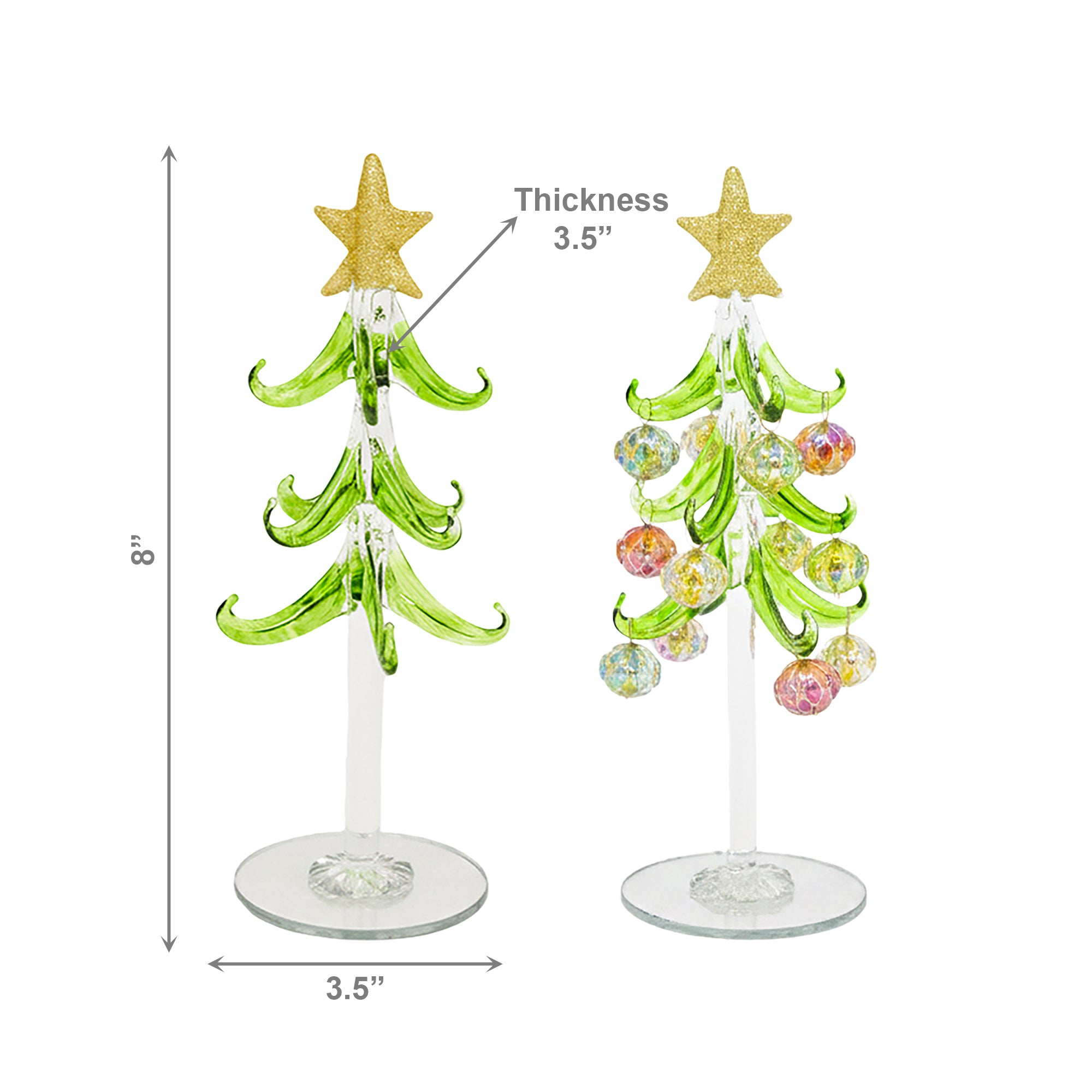 8" Glass Tree with Shaped Ornaments Stand Jewel, Christmas, Ornament, Holiday Decor