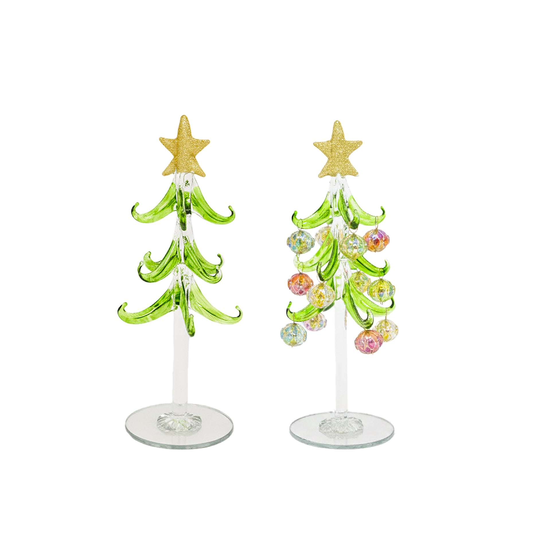 8" Glass Tree with Shaped Ornaments Stand Jewel, Christmas, Ornament, Holiday Decor