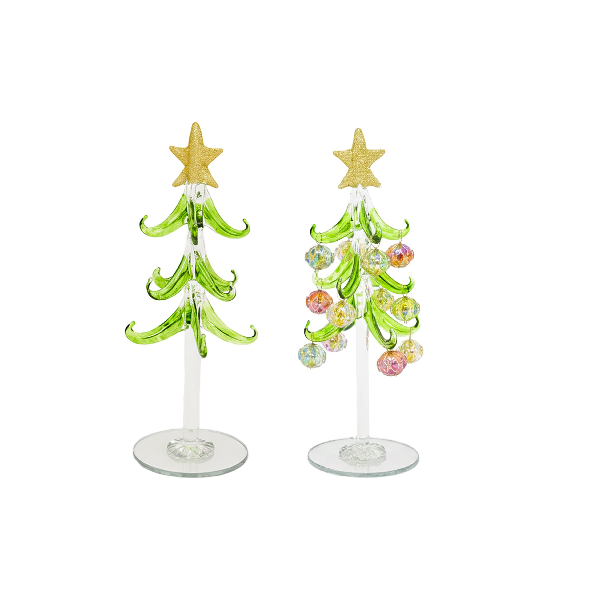 8" Glass Tree with Shaped Ornaments Stand Jewel, Christmas, Ornament, Holiday Decor
