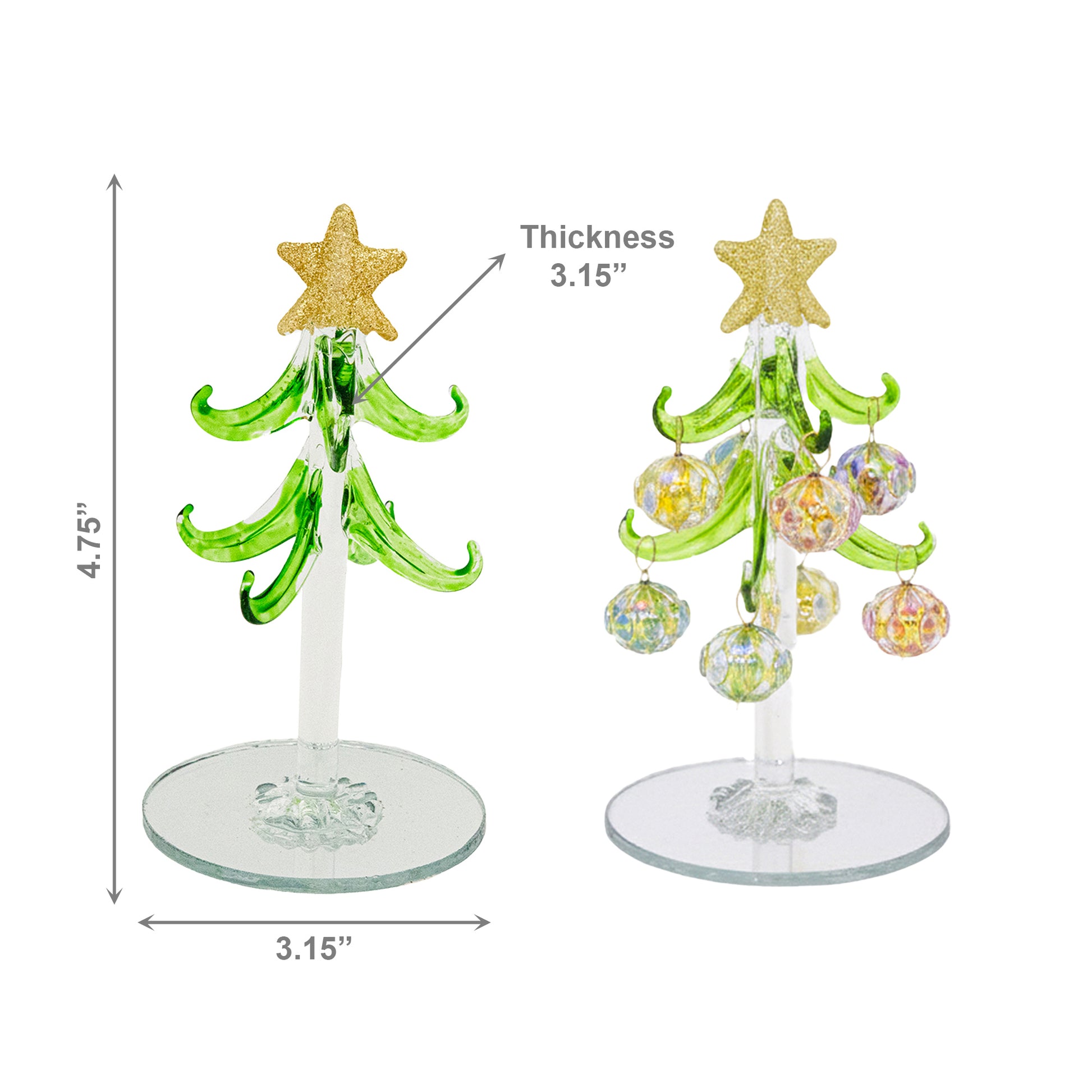 4.75" Glass Tree with Shaped Ornaments Stand Jewel, Christmas, Ornament, Holiday Decor
