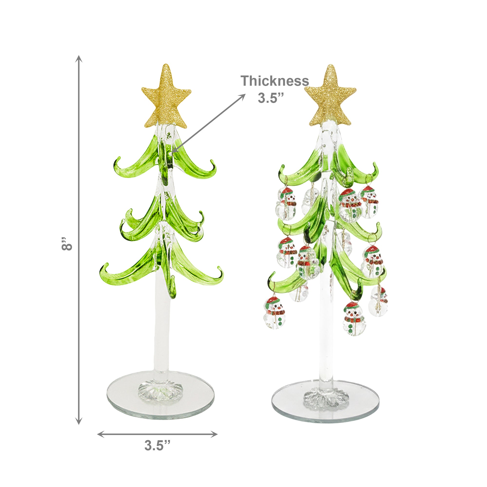 8" Glass Tree with Shaped Ornaments Stand Snowman, Christmas, Ornament, Holiday Decor