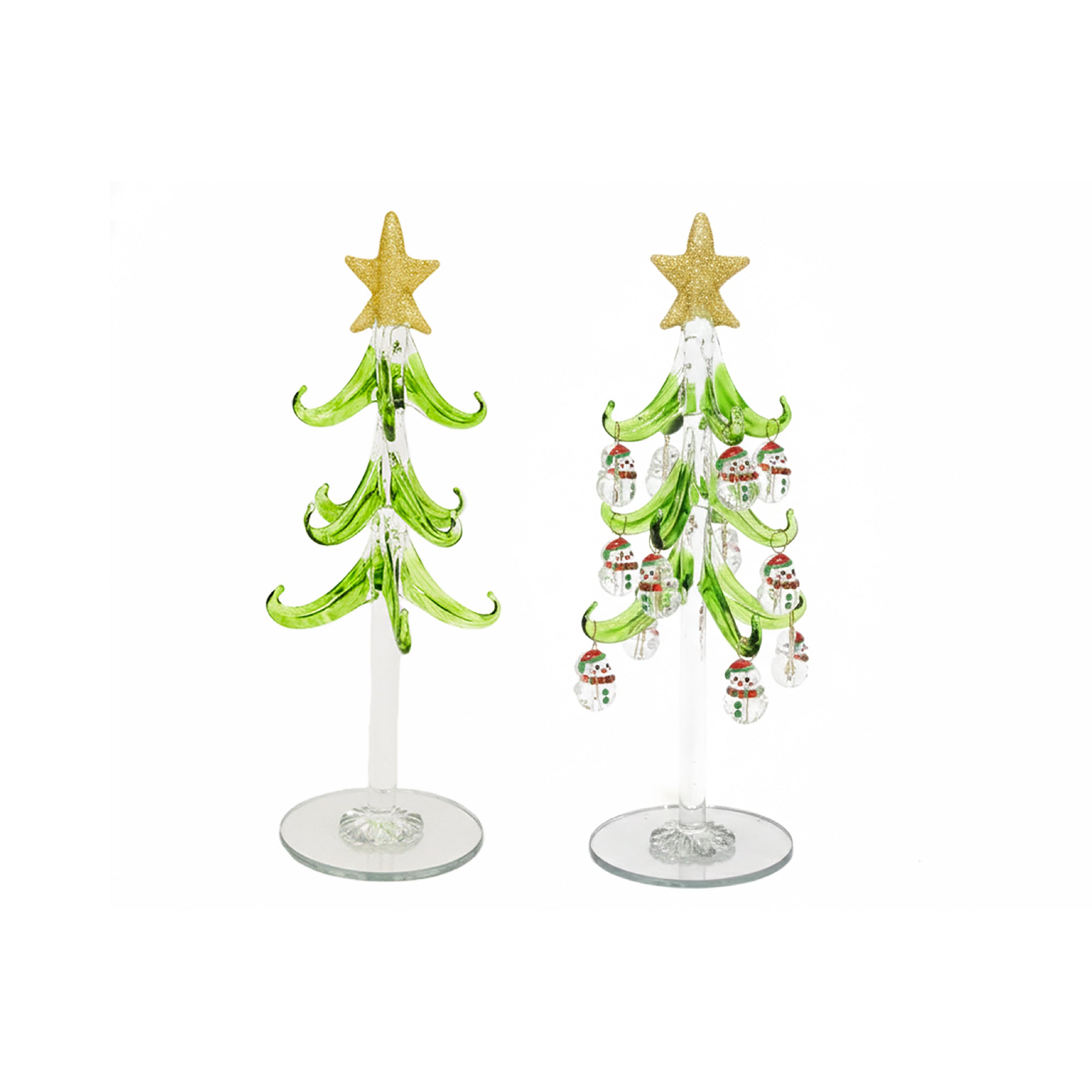 8" Glass Tree with Shaped Ornaments Stand Snowman, Christmas, Ornament, Holiday Decor