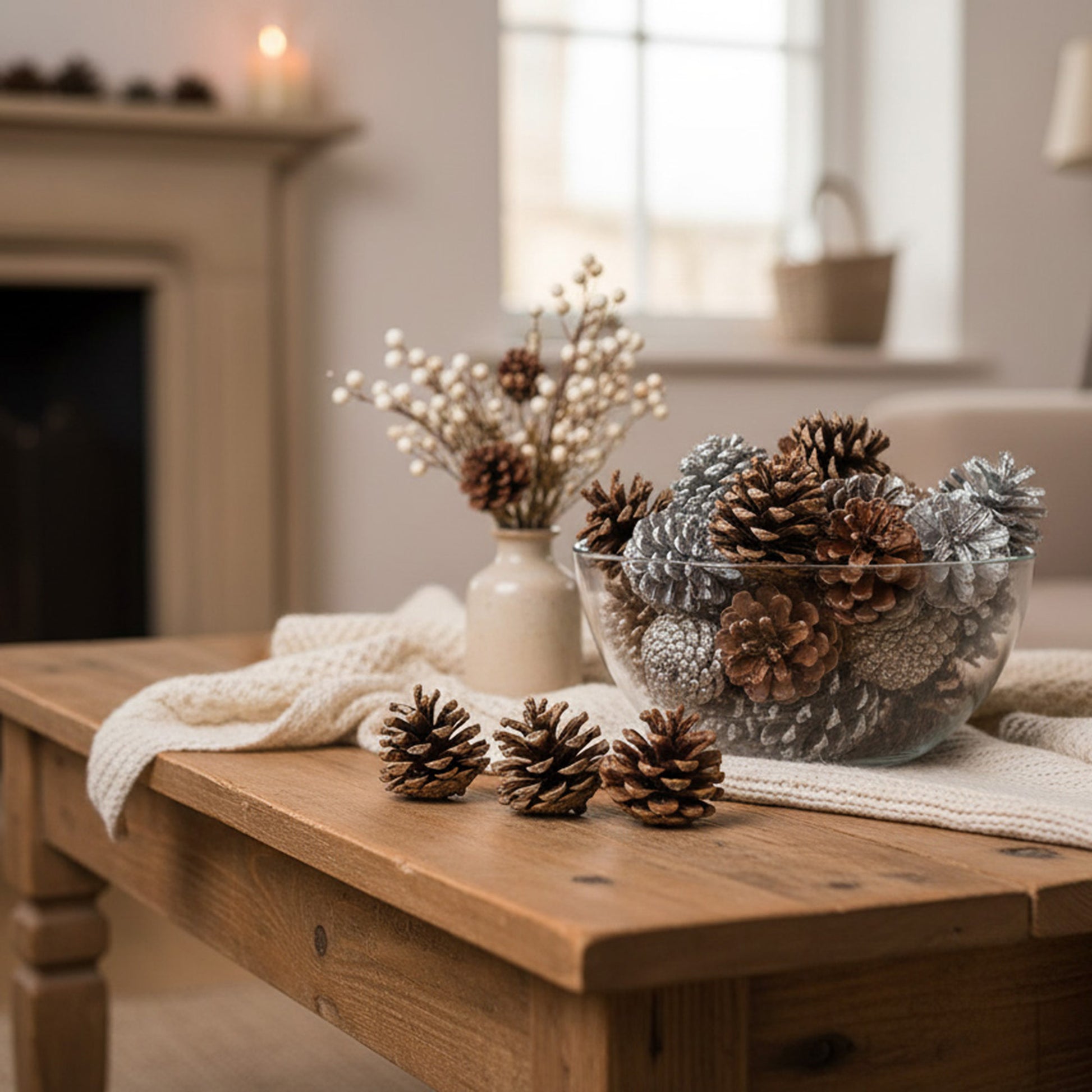 Pine Cone in Polybag Assorted, Christmas, Holiday Decor- Set of 4