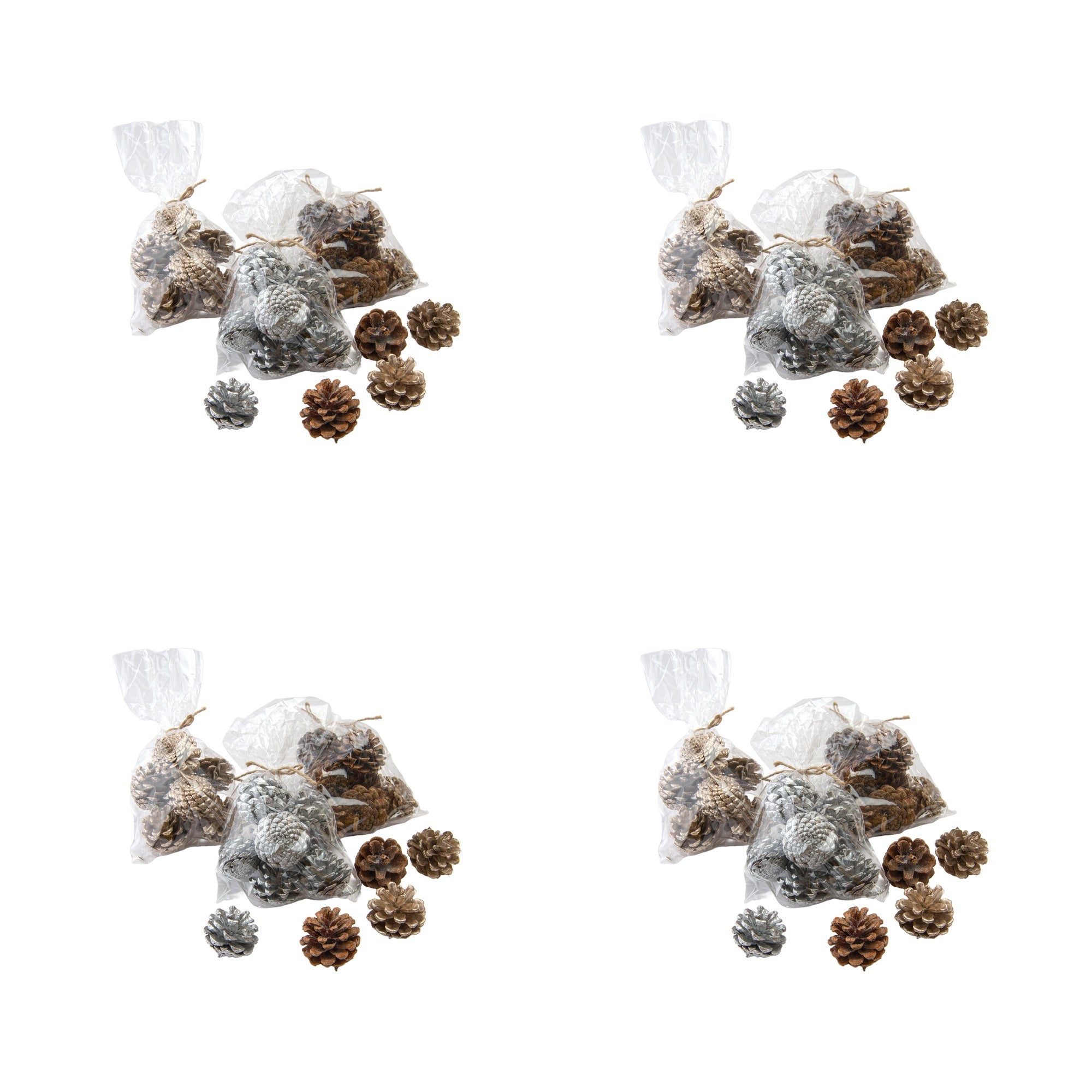 Pine Cone in Polybag Assorted, Christmas, Holiday Decor- Set of 4