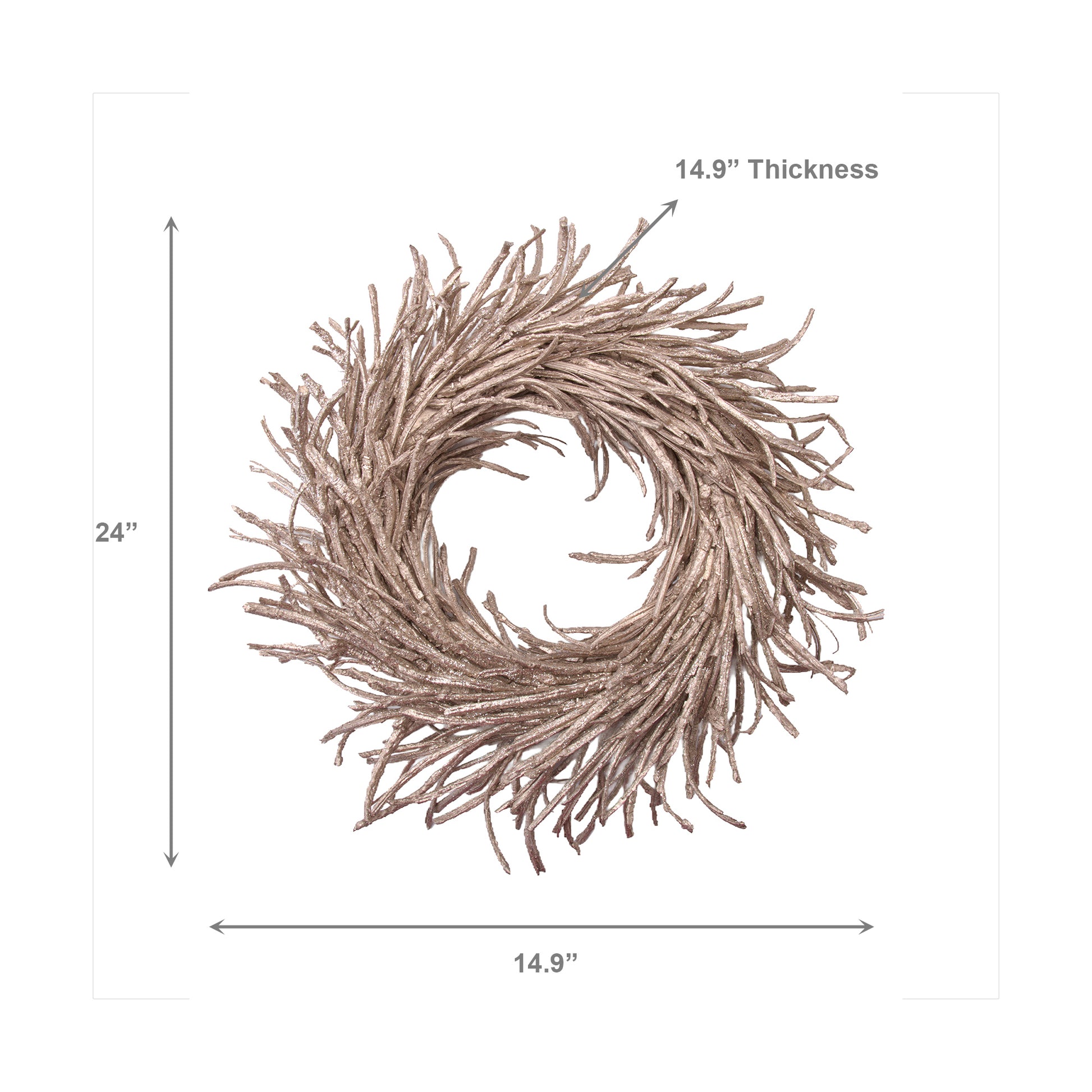 Glittered Rattan Wreath Decor Champagne, Wreath, Holiday Decor