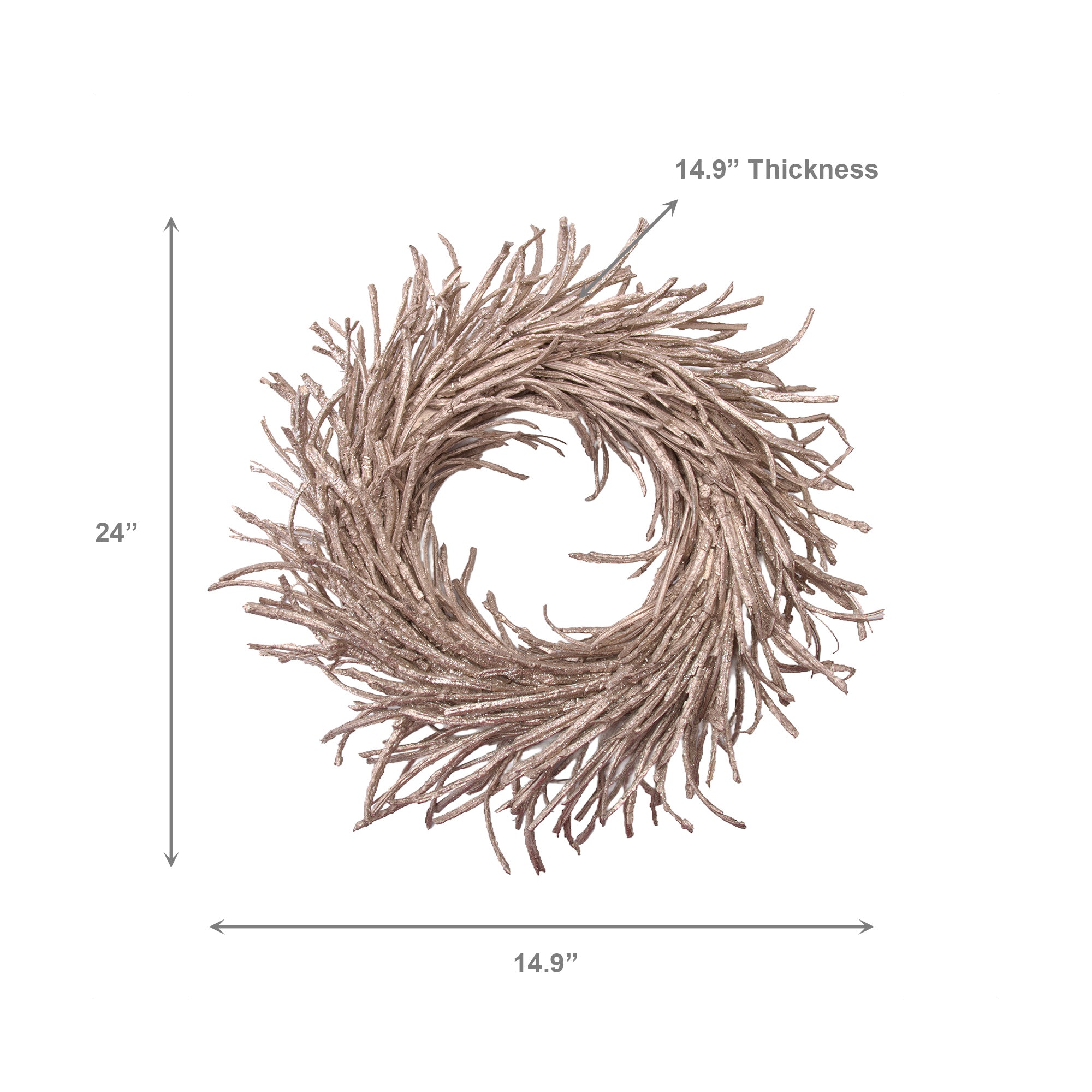 Glittered Rattan Wreath Decor Champagne, Wreath, Holiday Decor