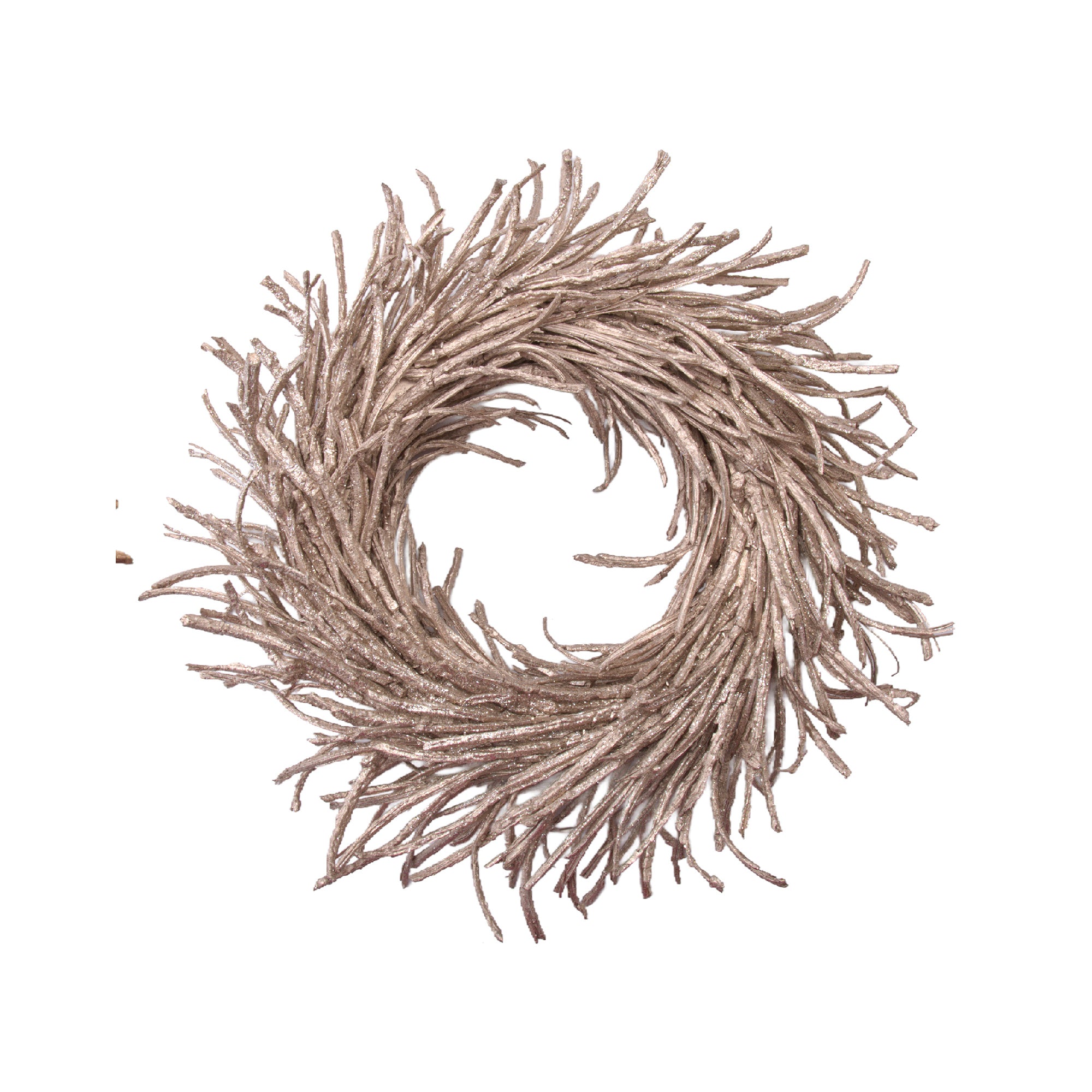 Glittered Rattan Wreath Decor Champagne, Wreath, Holiday Decor