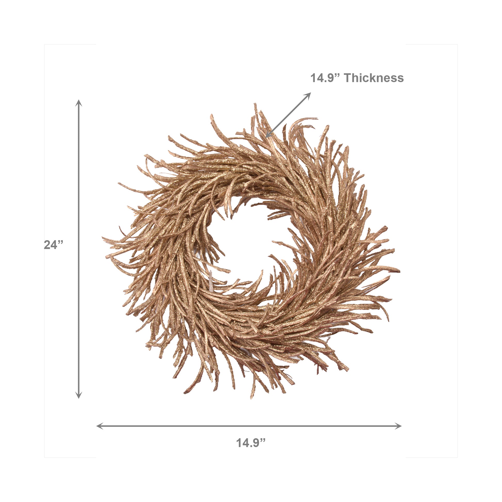 Glittered Rattan Wreath Decor Gold, Wreath, Holiday Decor