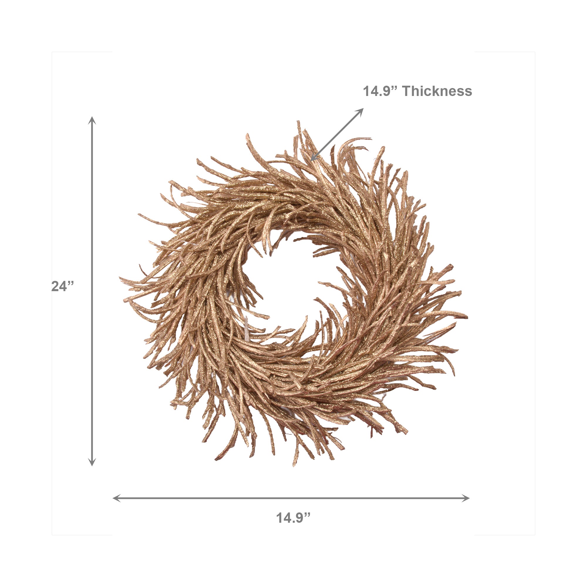 Glittered Rattan Wreath Decor Gold, Wreath, Holiday Decor