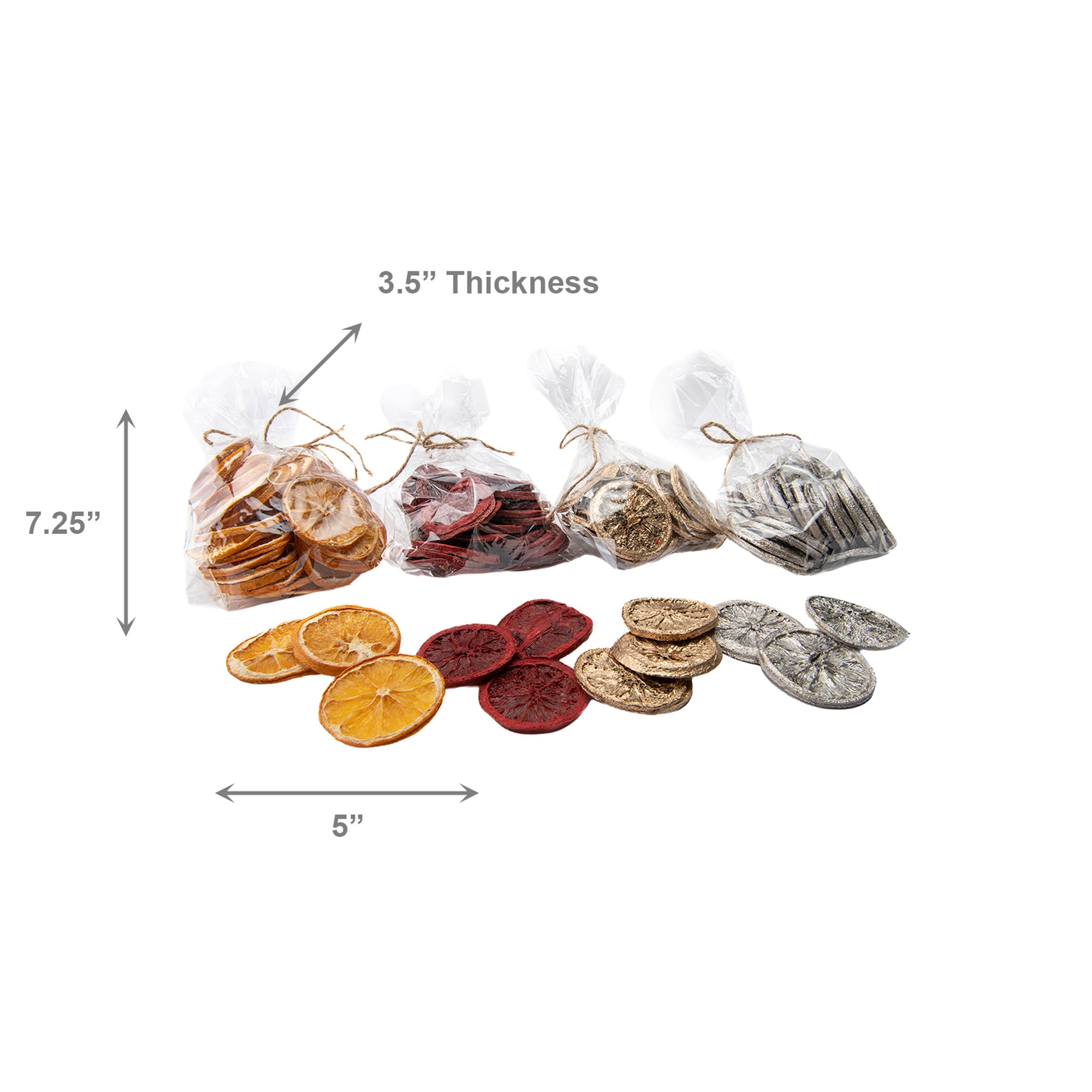 Dried Orange Slices in Polybag Assorted, Holiday Decor- Set of 4
