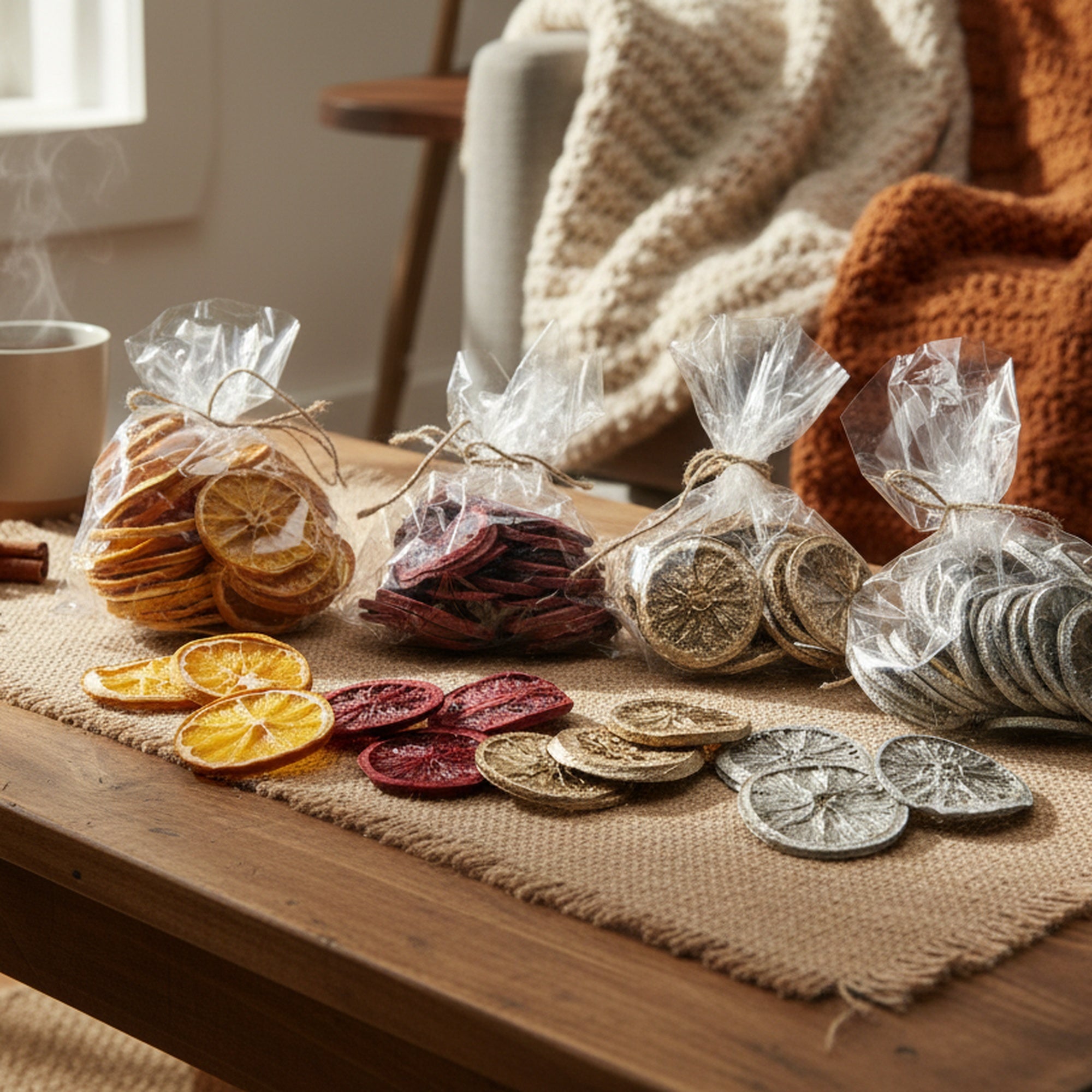 Dried Orange Slices in Polybag Assorted, Holiday Decor- Set of 4