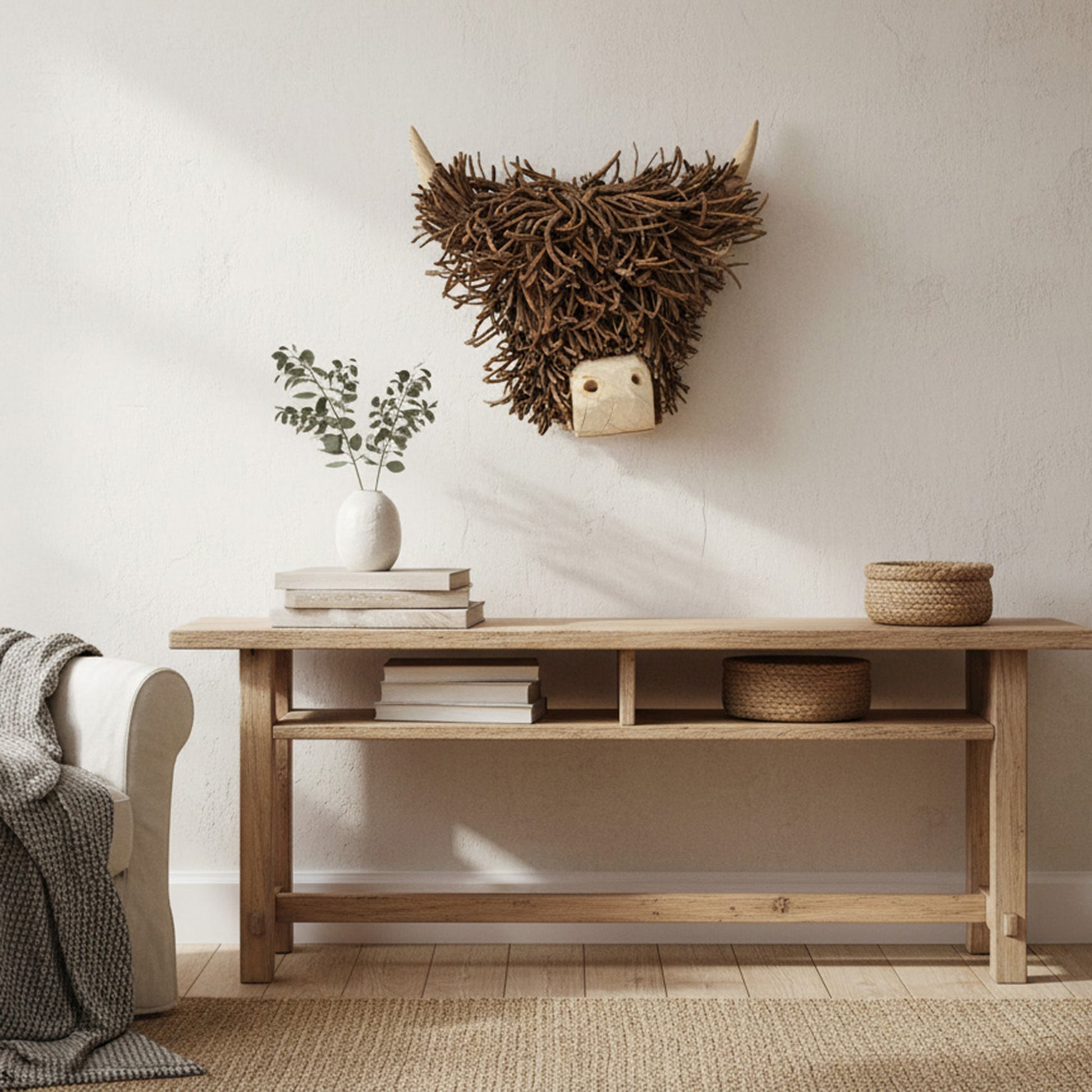 Rattan Ox Head Decor, Holiday Decor