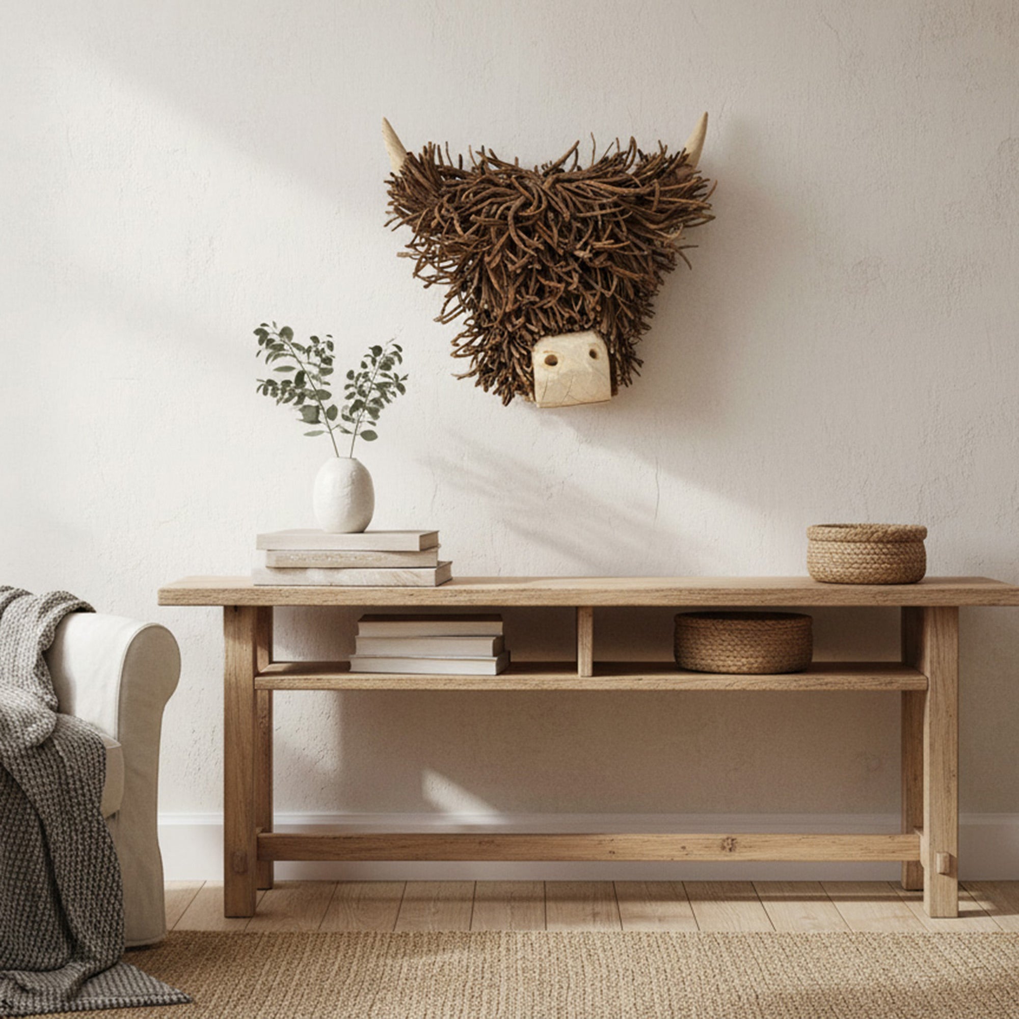 Rattan Ox Head Decor, Holiday Decor