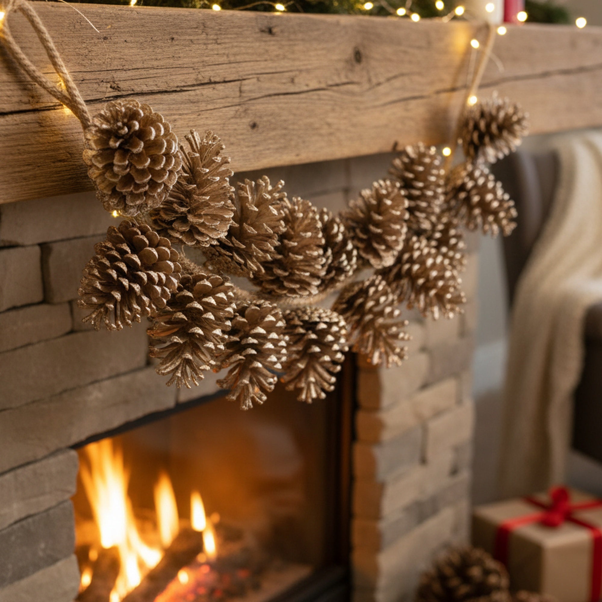 2' Hanging Pinecone Gold, Christmas, Holiday Decor